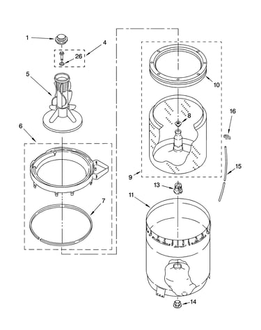 Agitator, basket and tub parts