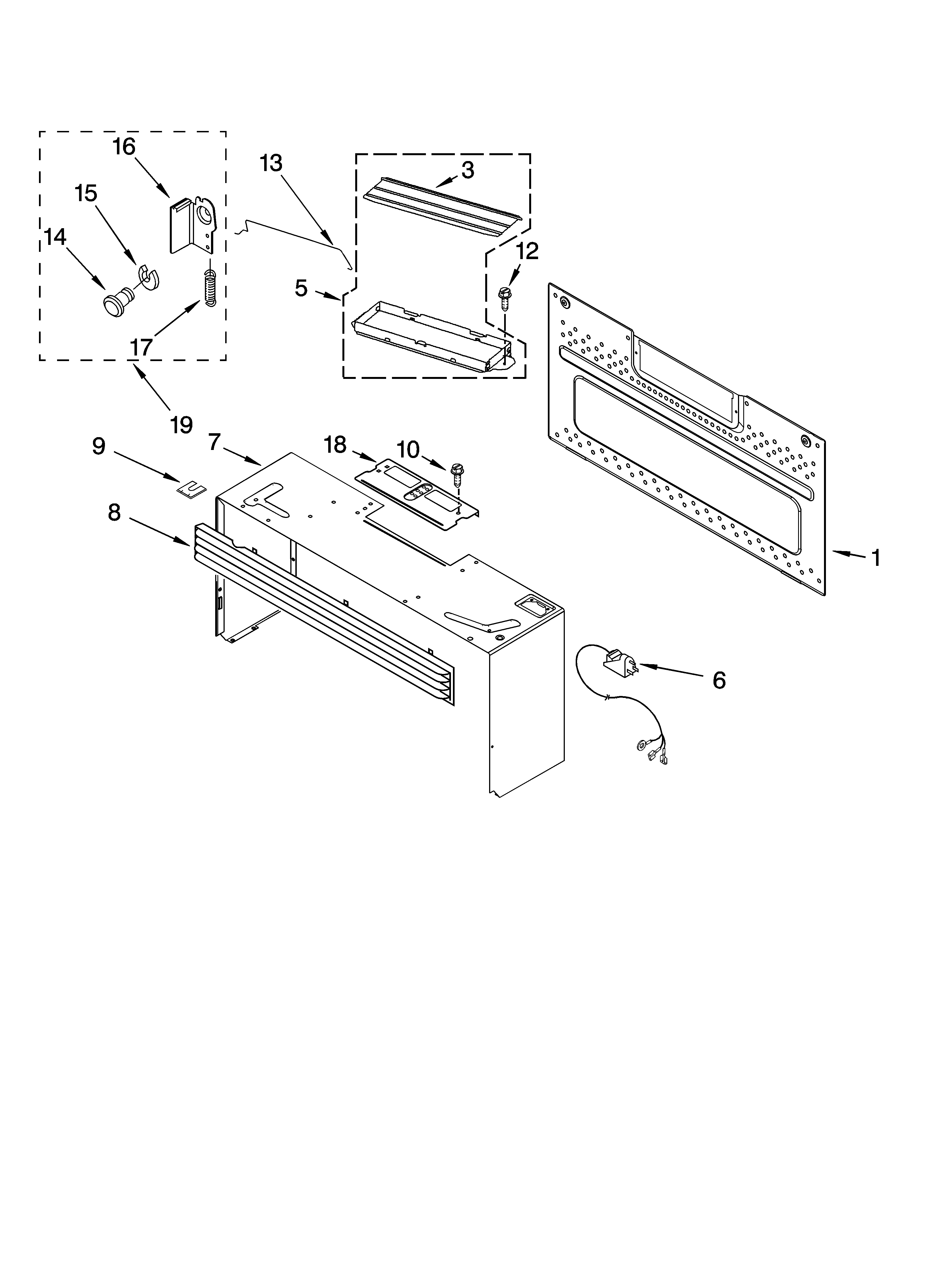 Cabinet and installation parts