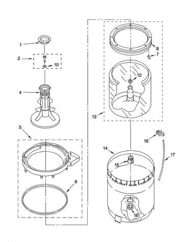 Agitator, basket and tub parts