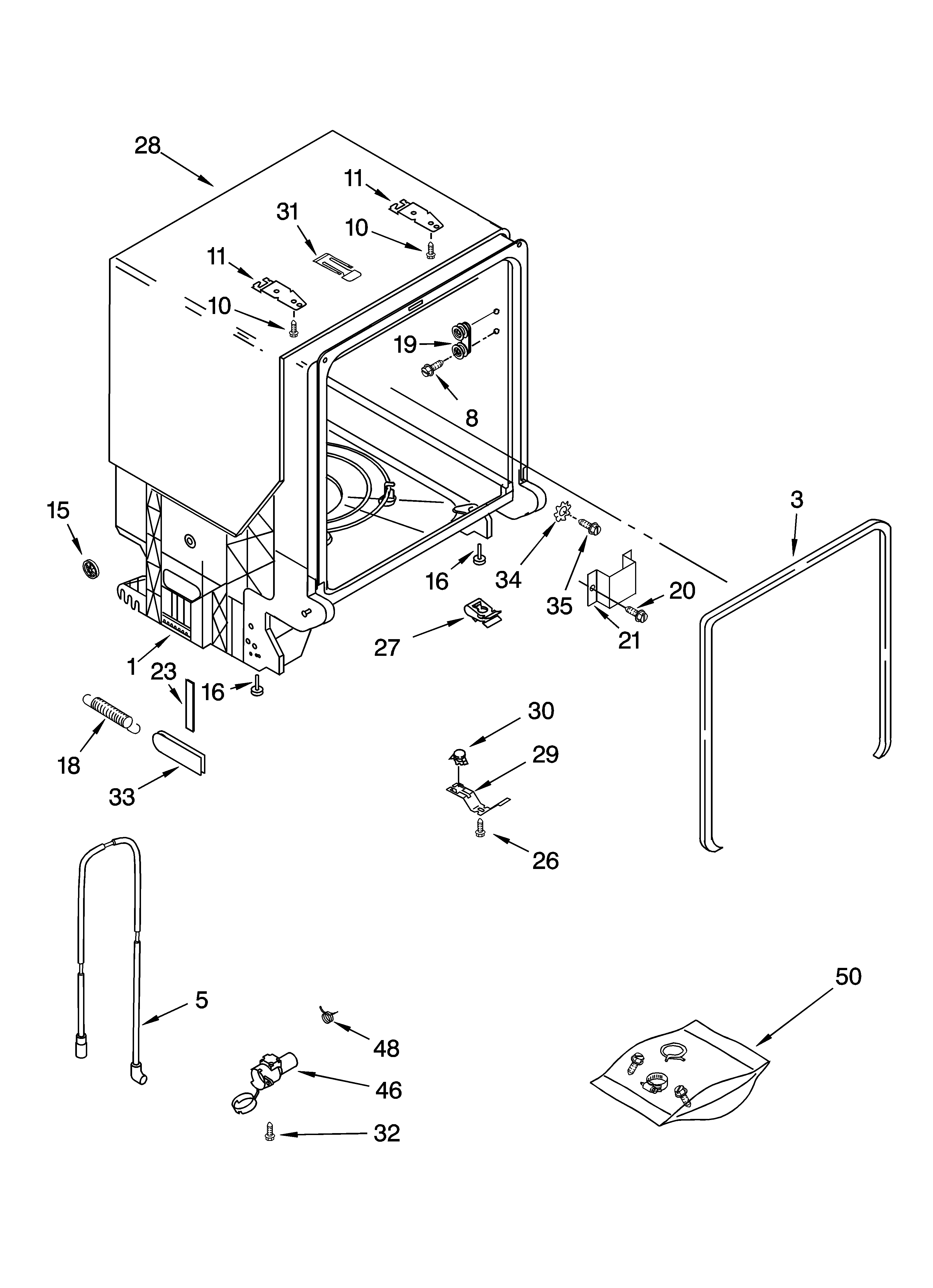Tub and frame parts
