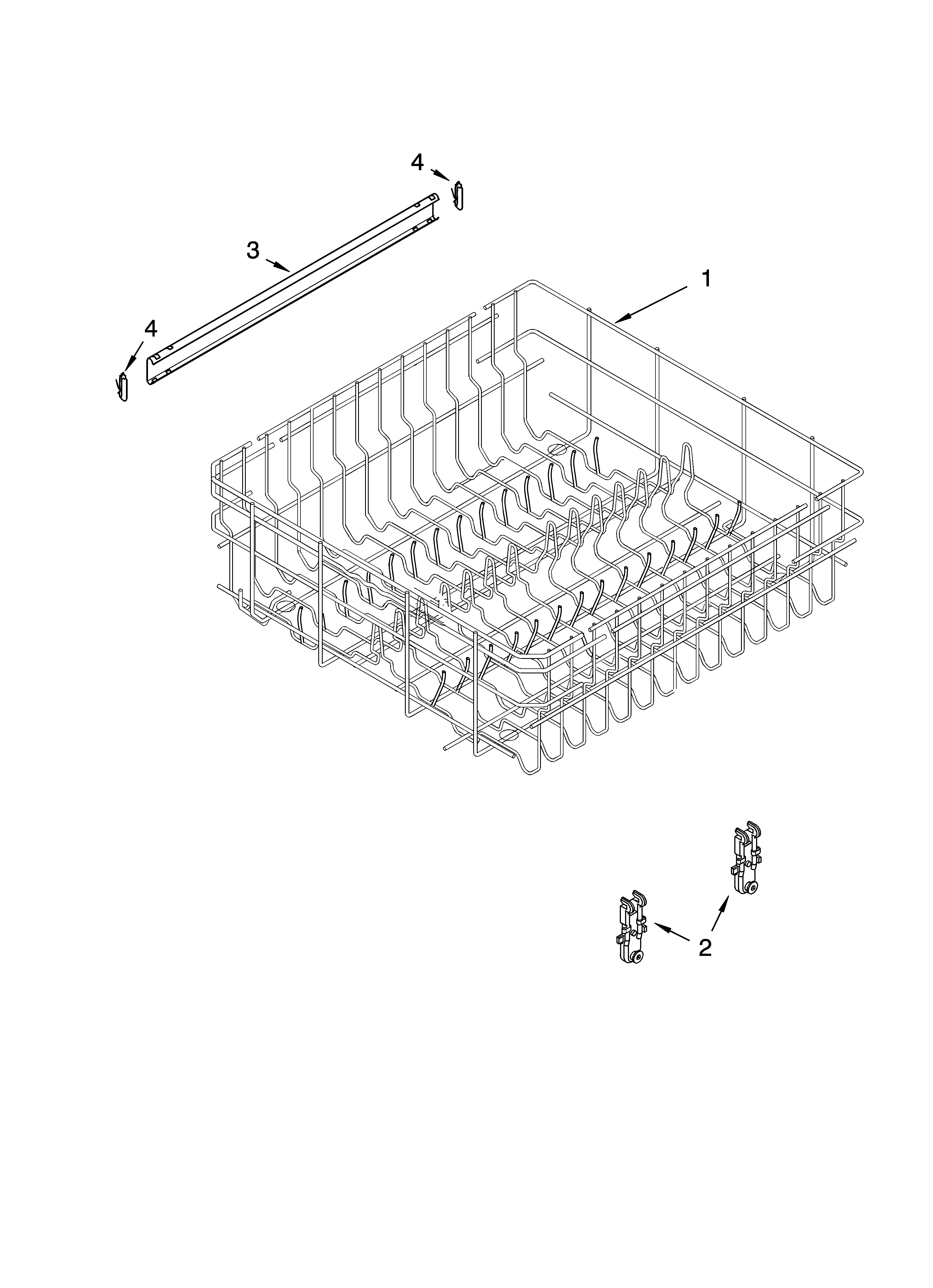 Upper rack and track parts