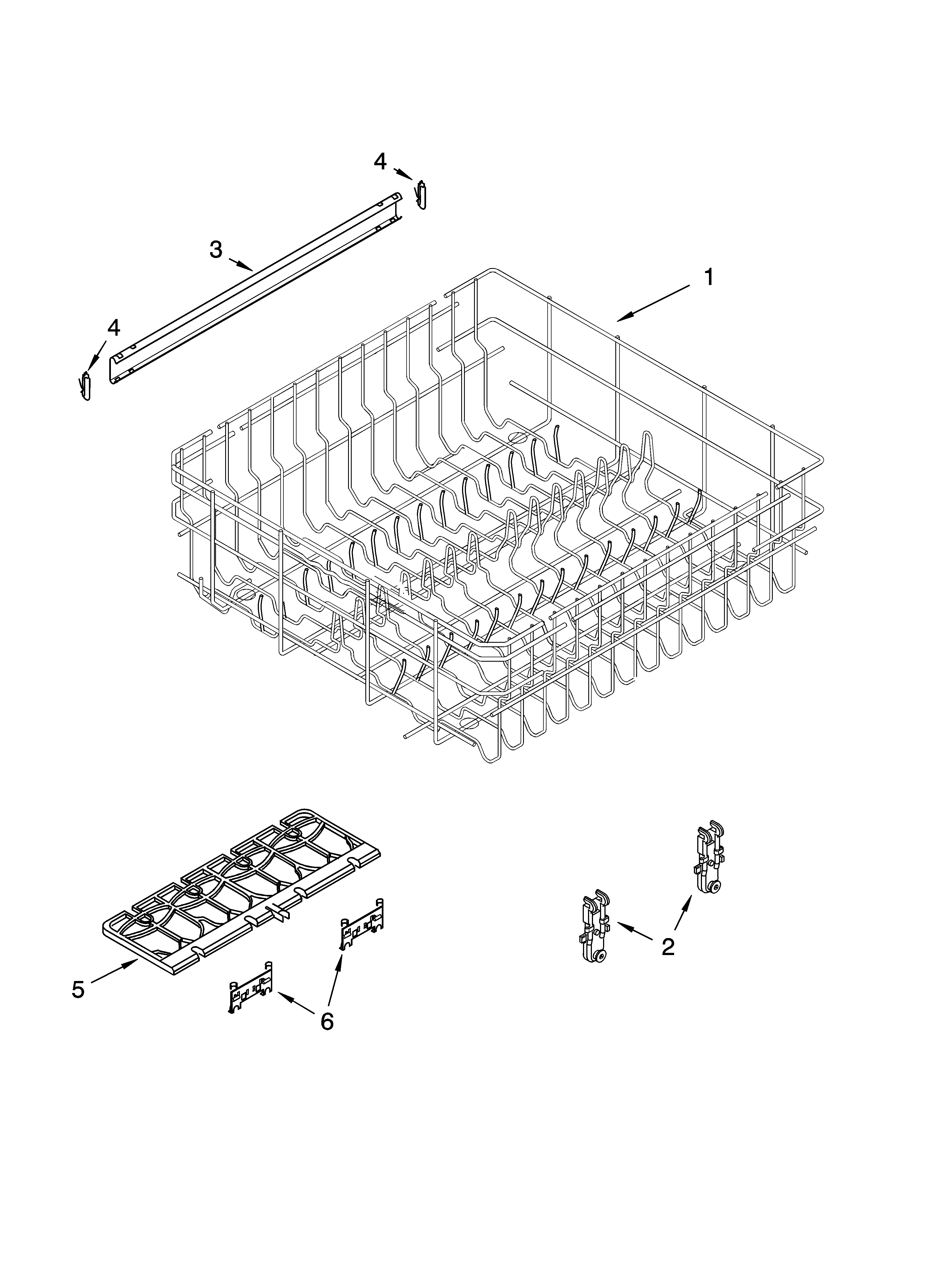 Upper rack and track parts