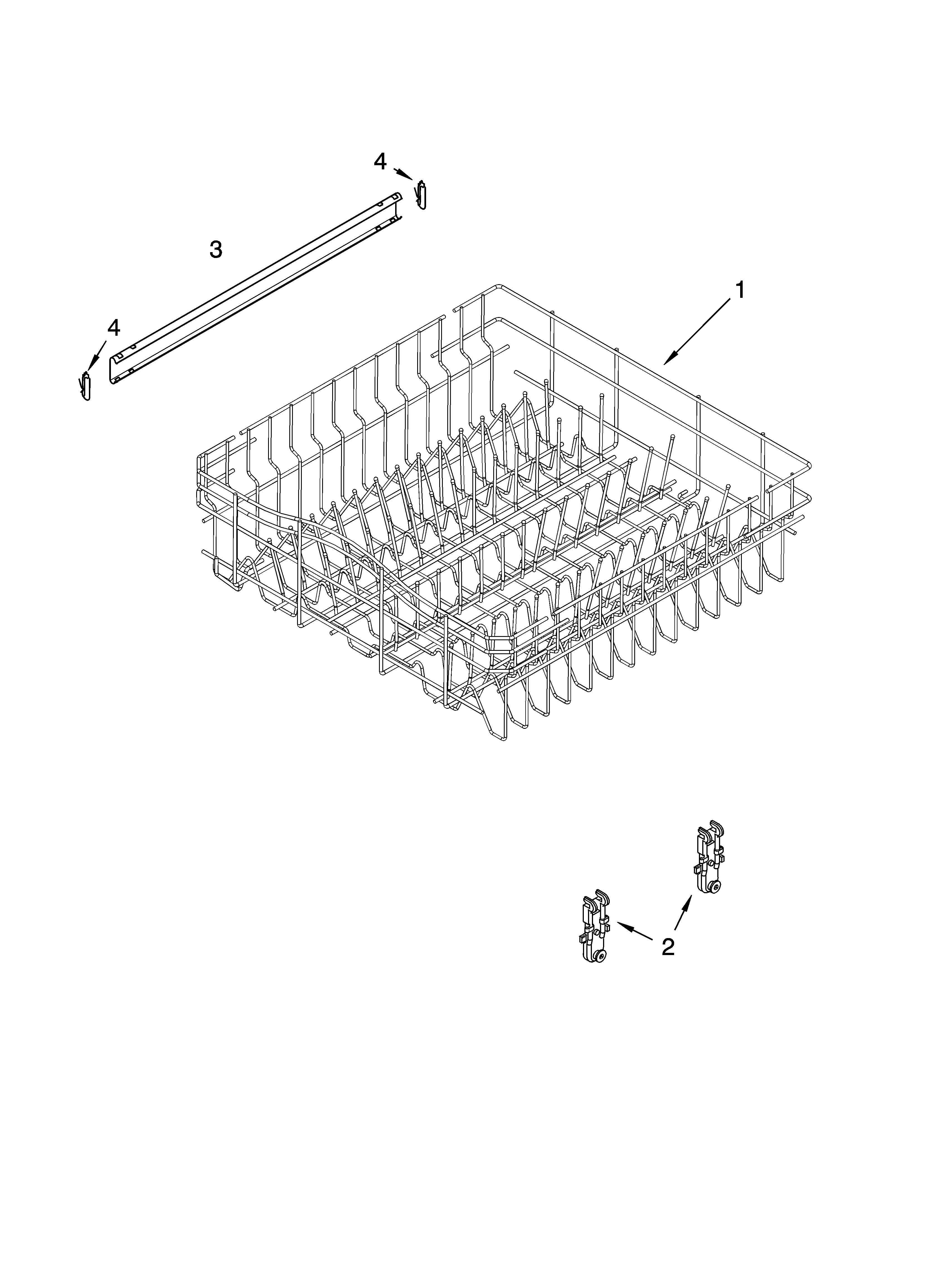 Upper rack and track parts