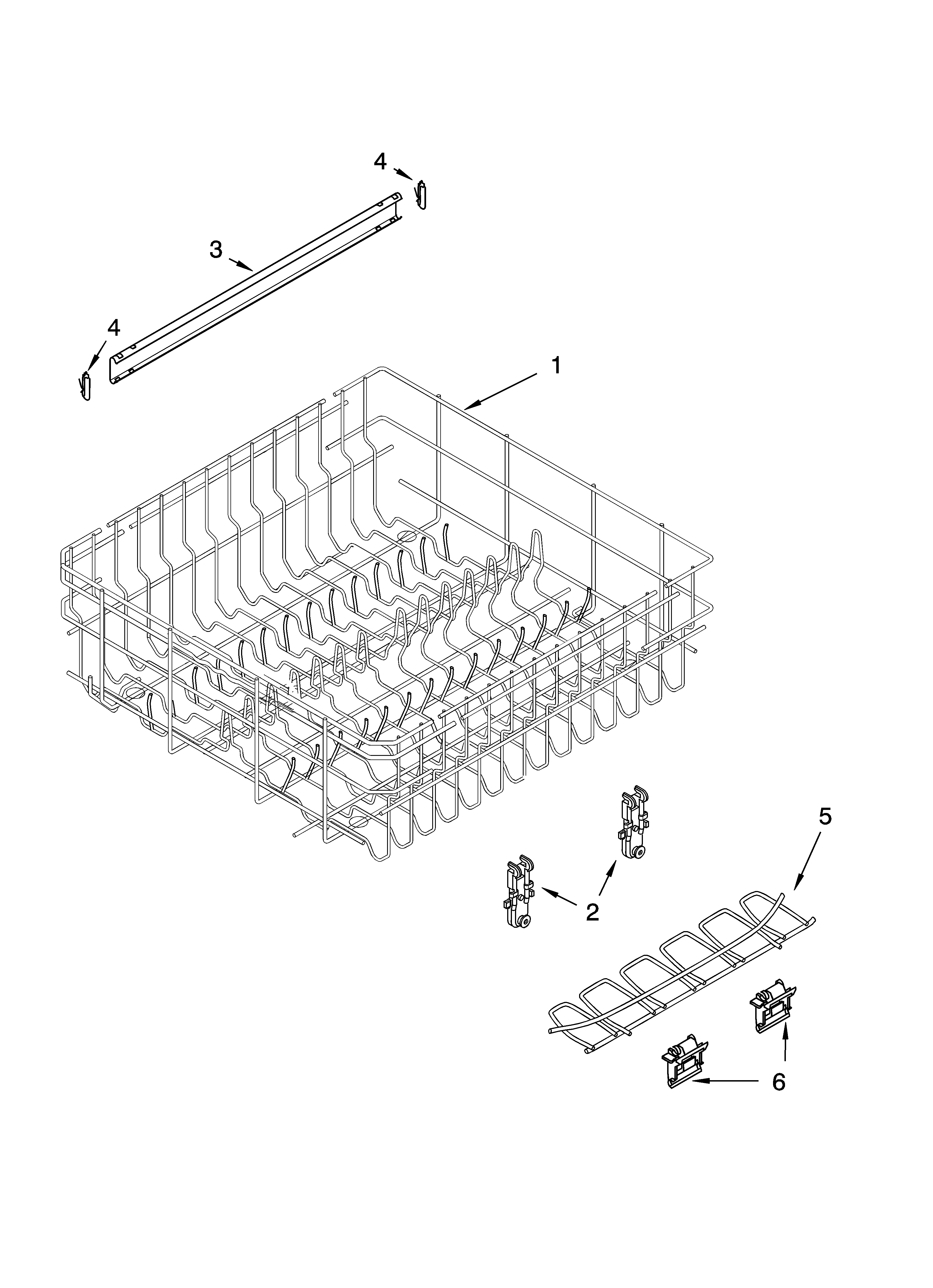 Upper rack and track parts