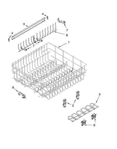 Upper rack and track parts