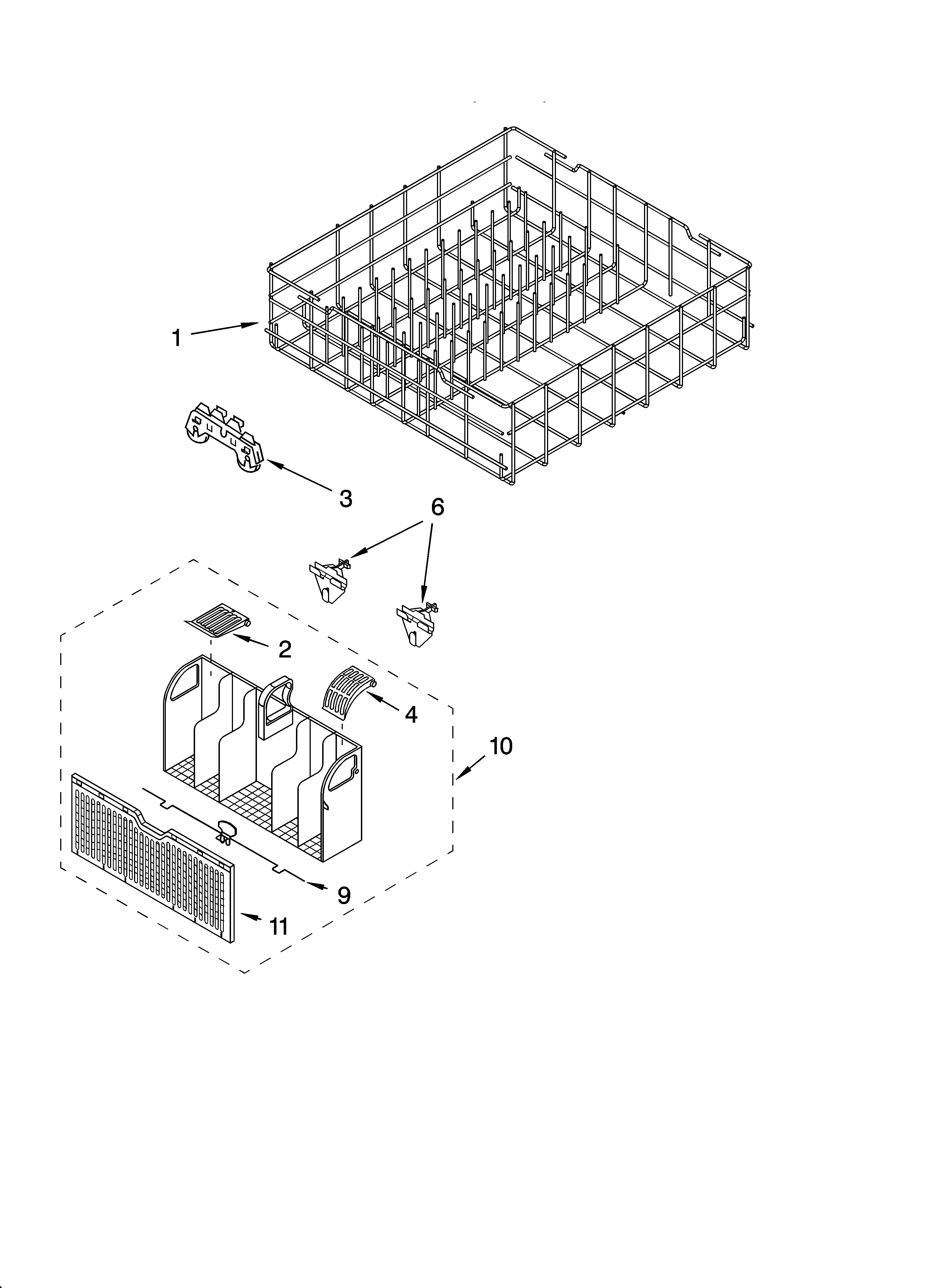 Lower rack parts, optional parts (not included)
