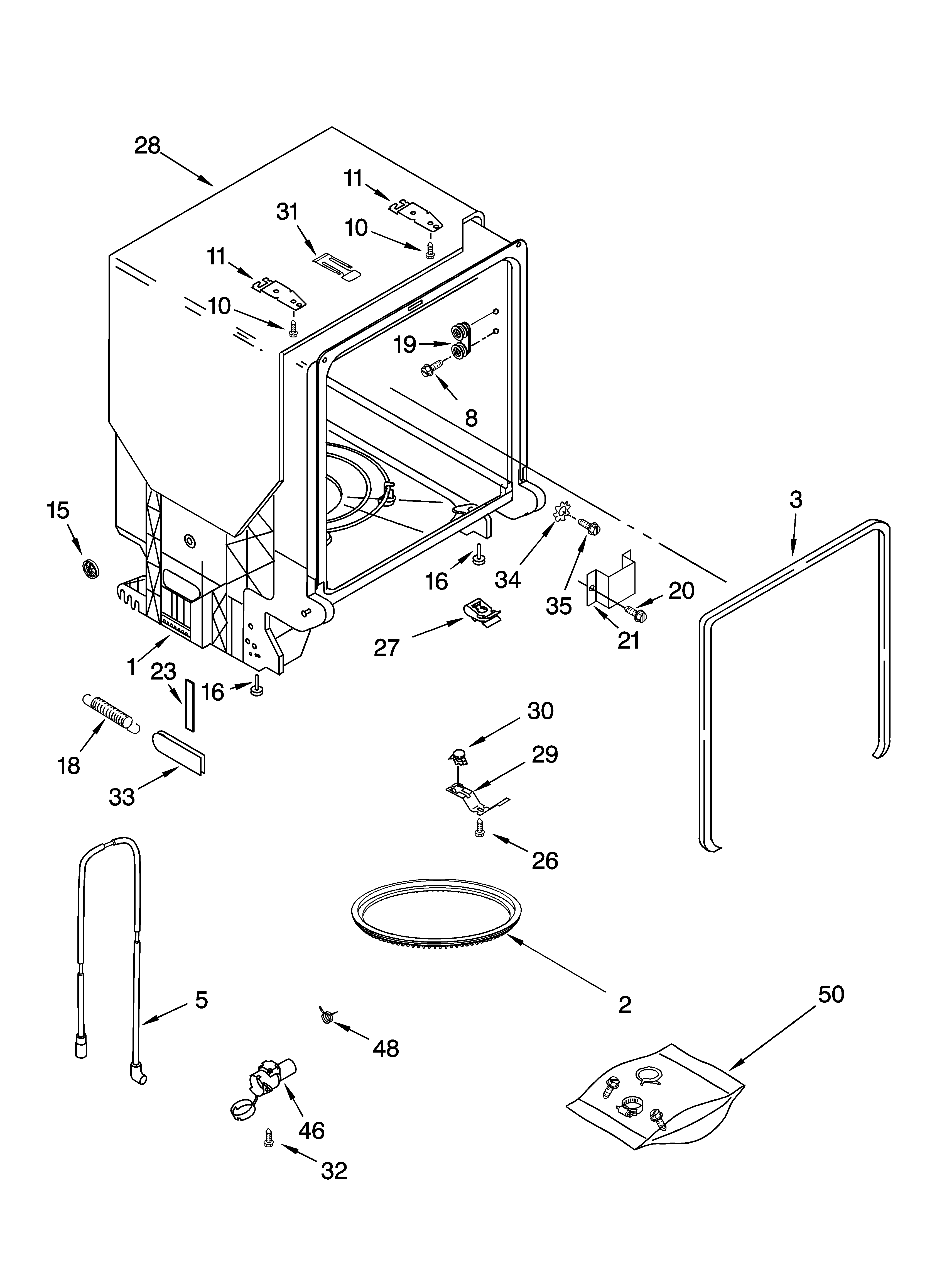 Tub and frame parts