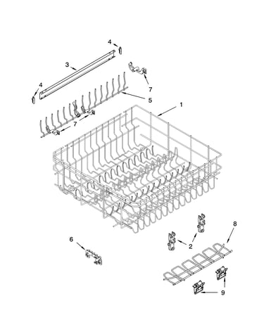 Upper rack and track parts