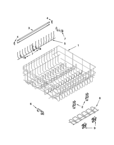 Upper rack and track parts