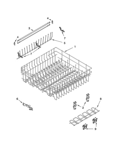 Upper rack and track parts