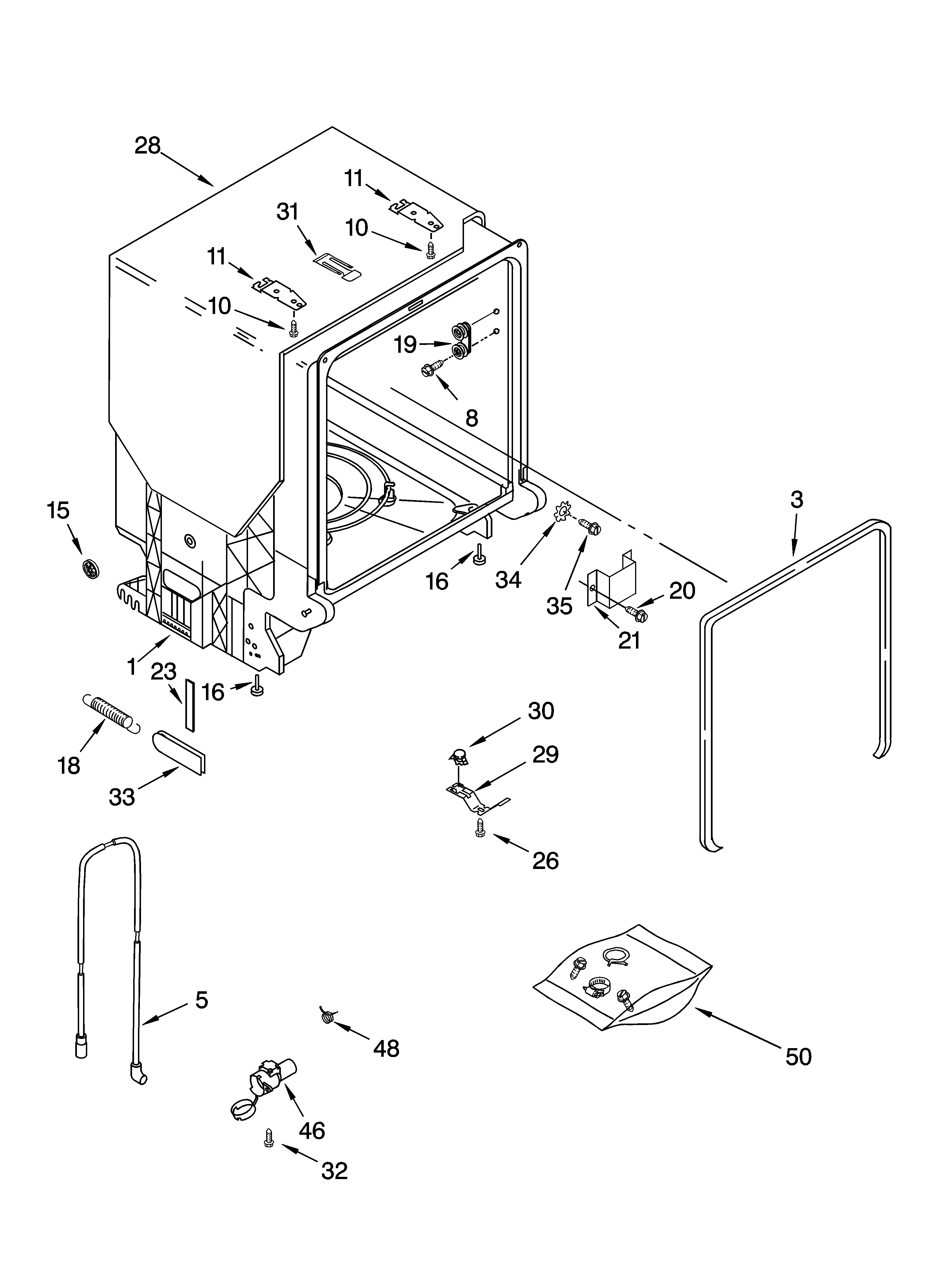 Tub and frame parts