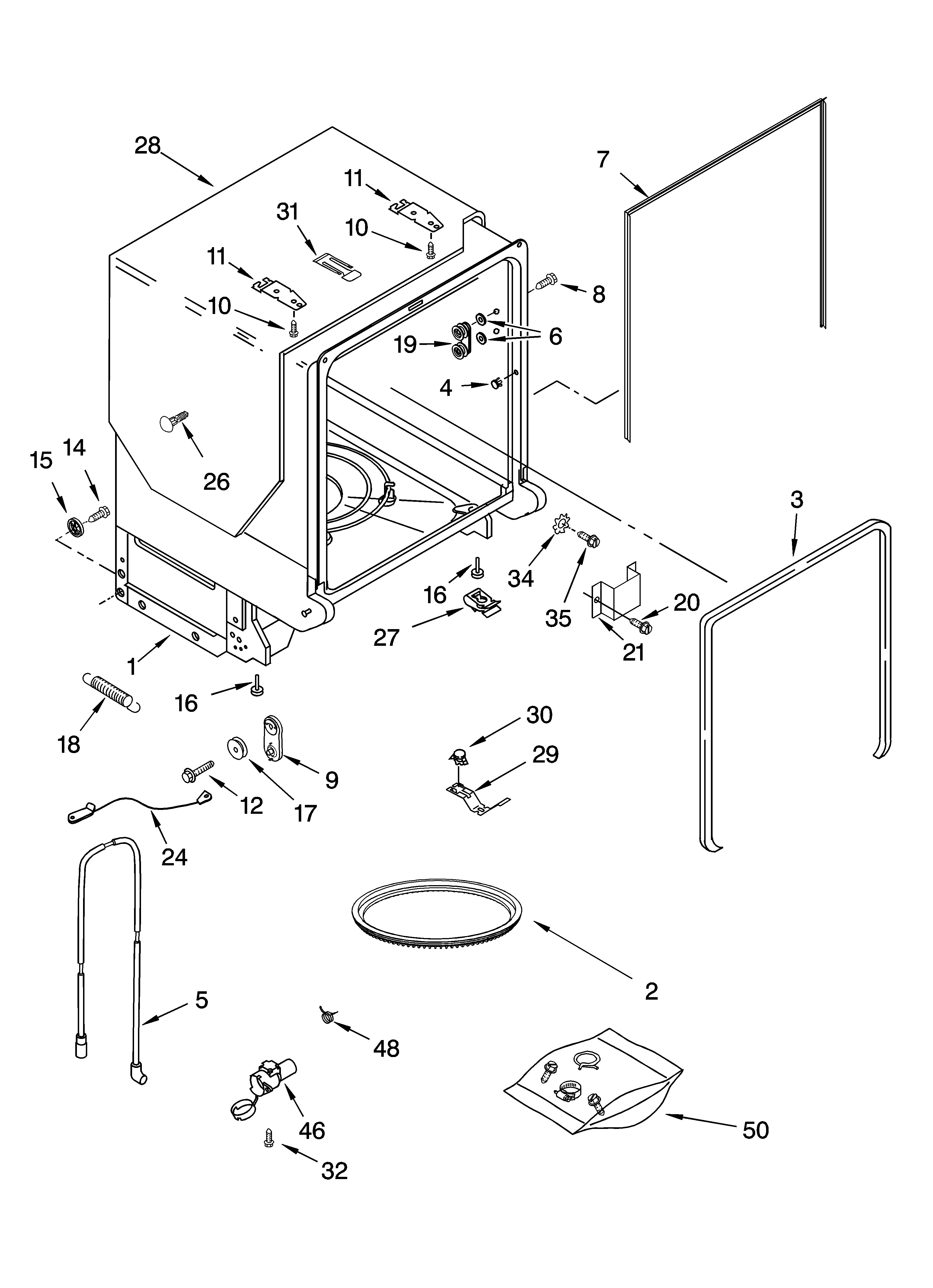 Tub and frame parts