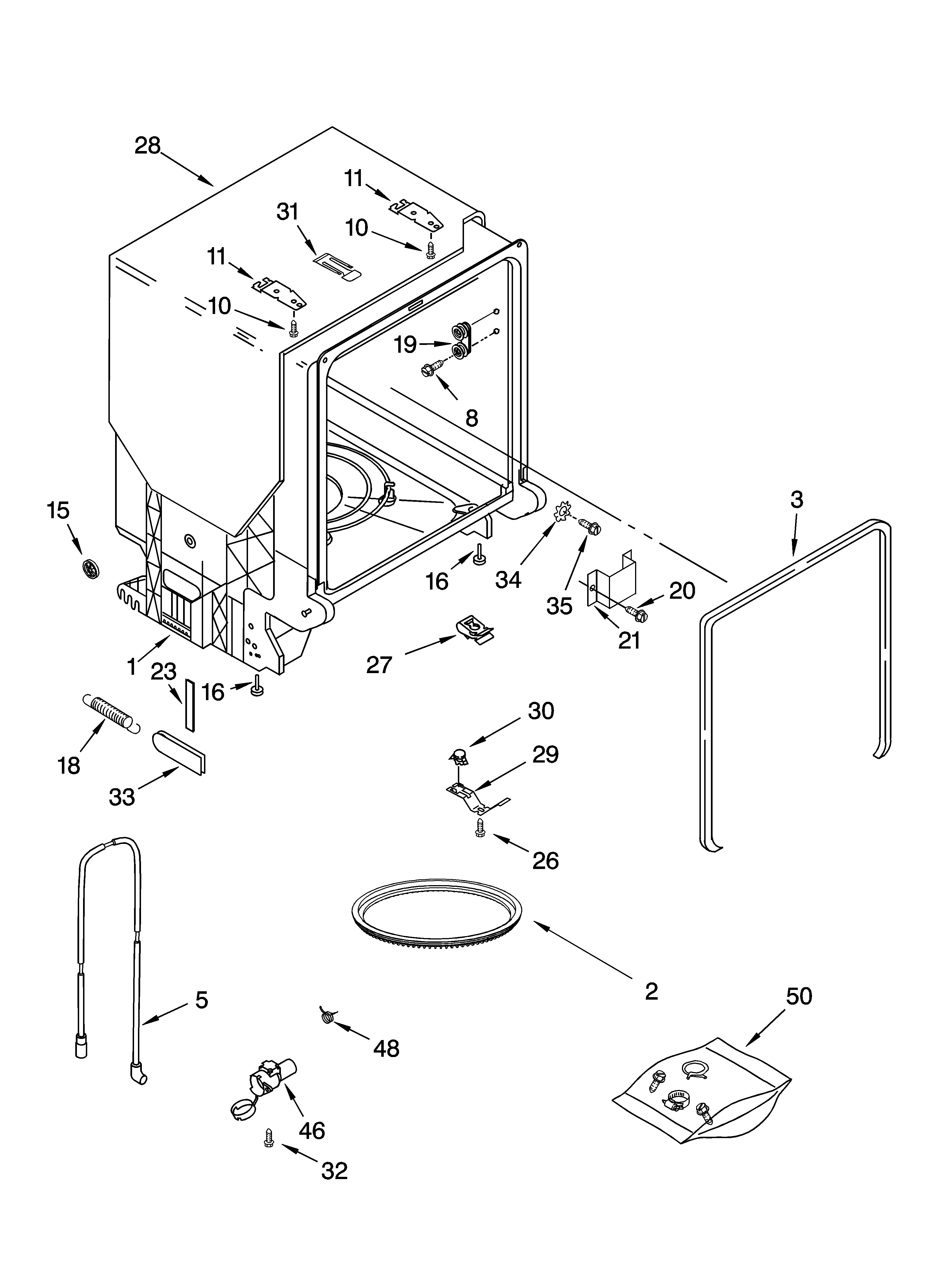 Tub and frame parts