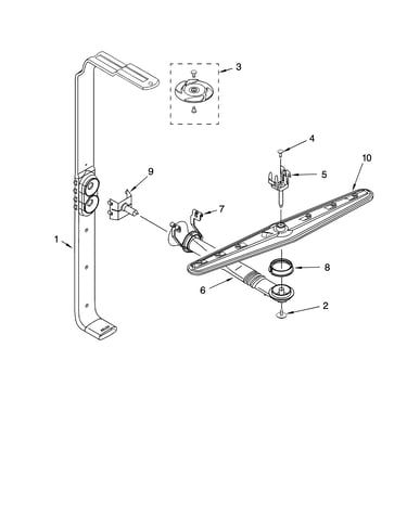 Upper wash and rinse parts