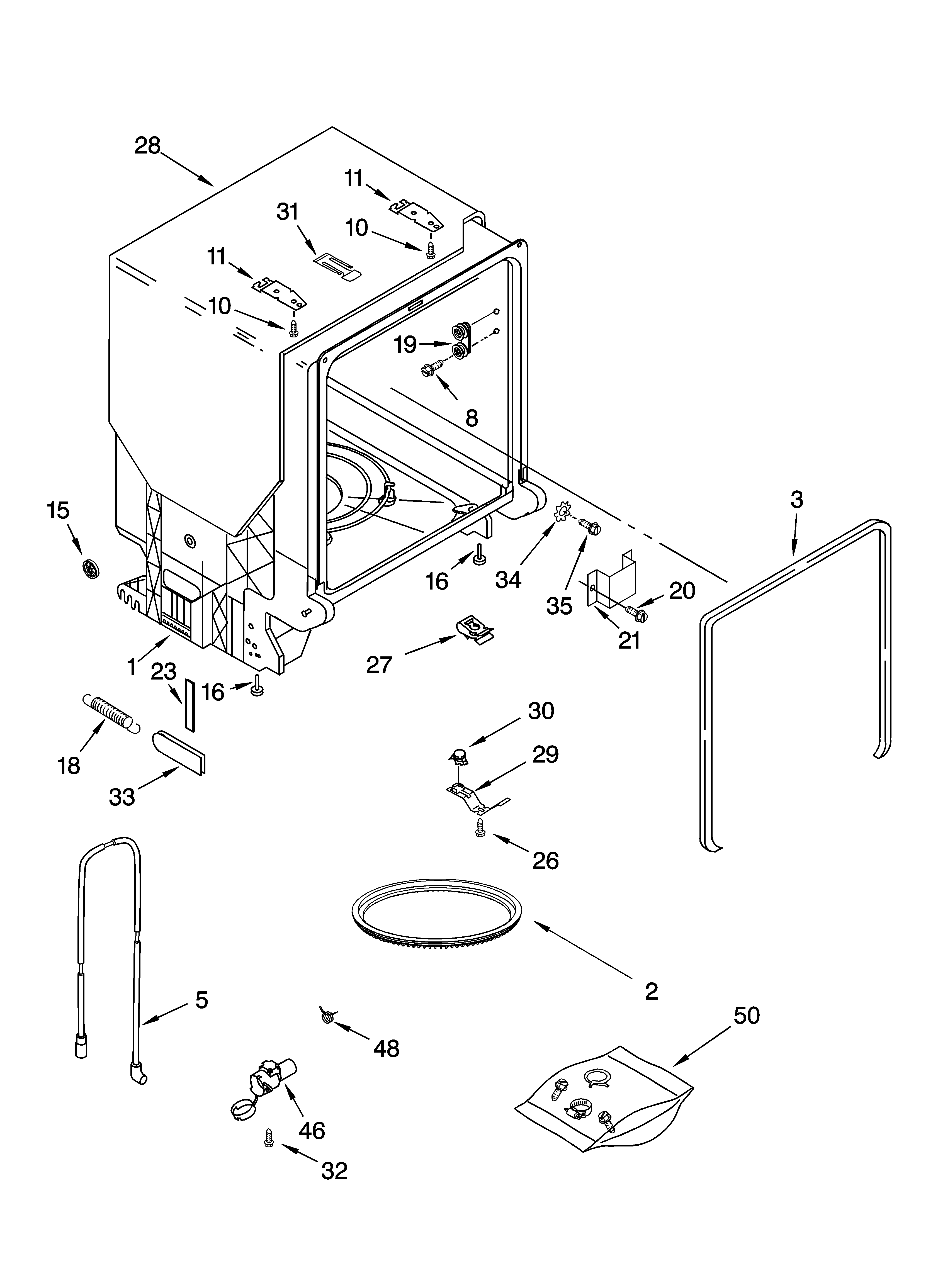 Tub and frame parts
