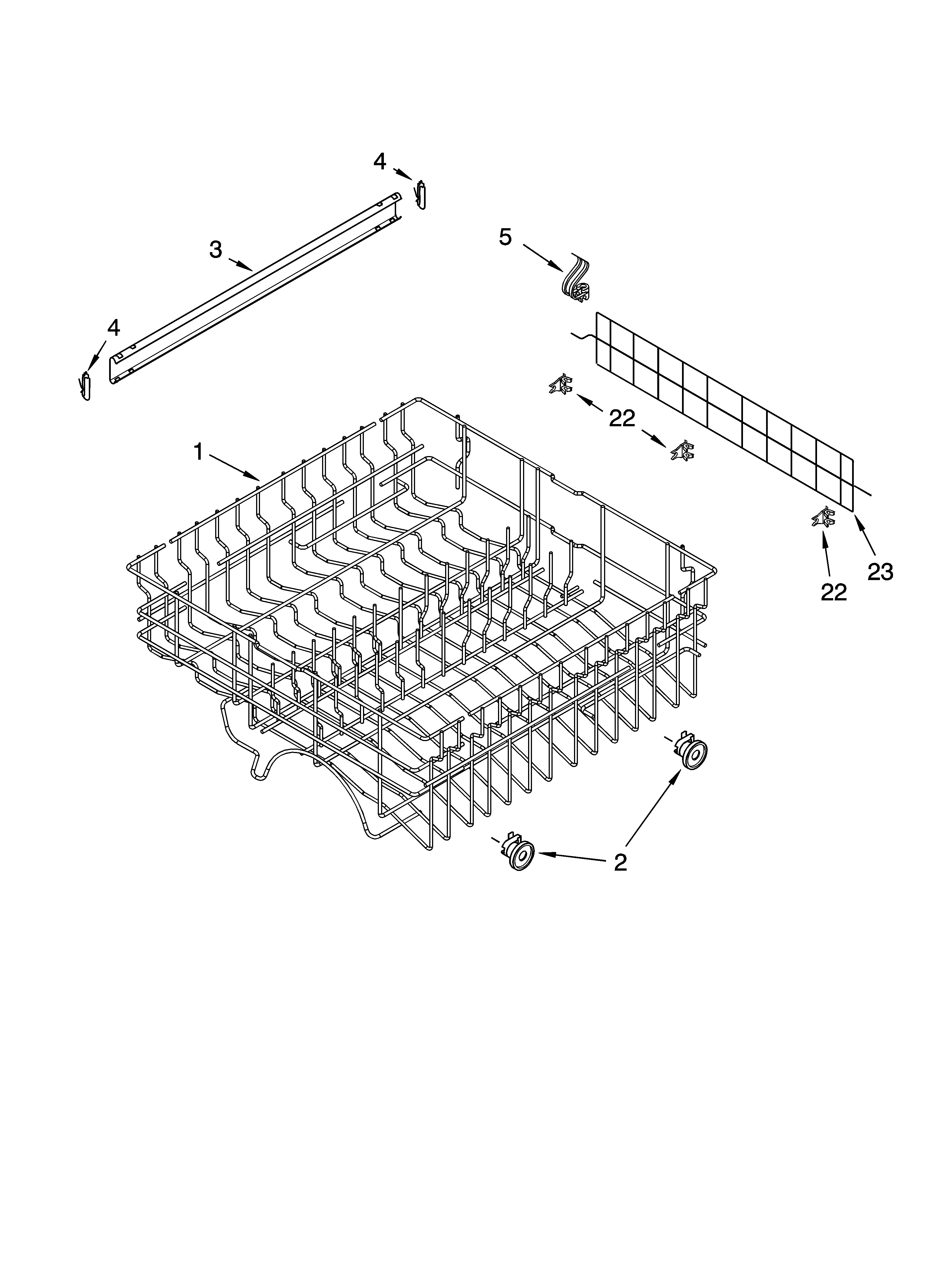 Upper rack and track parts