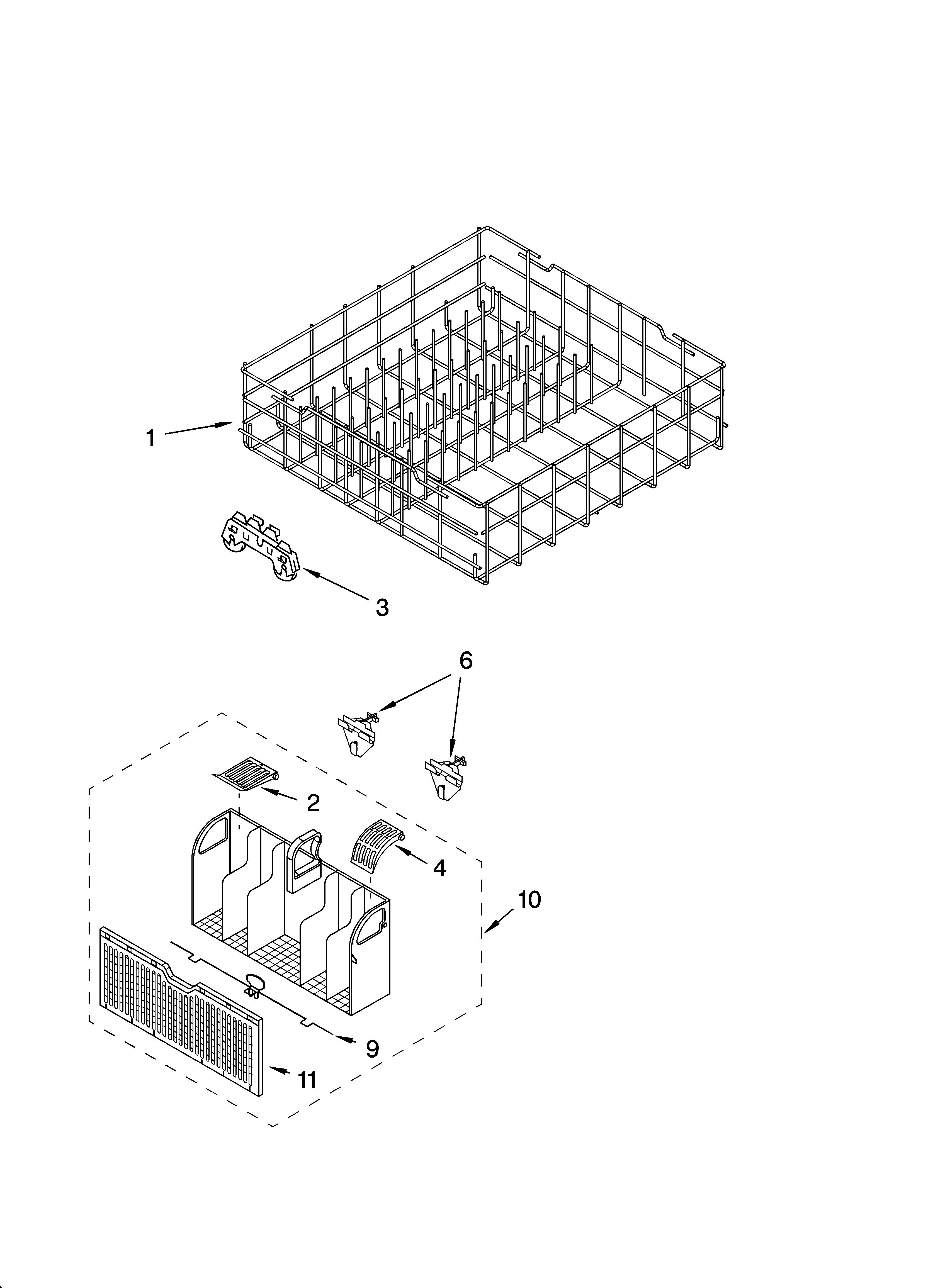 Lower rack parts, optional parts (not included)