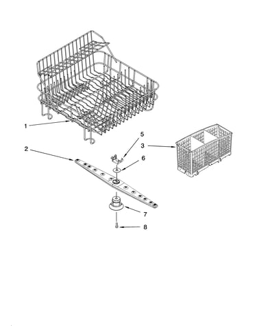 Dishrack and sprayarm parts and optional parts (not in