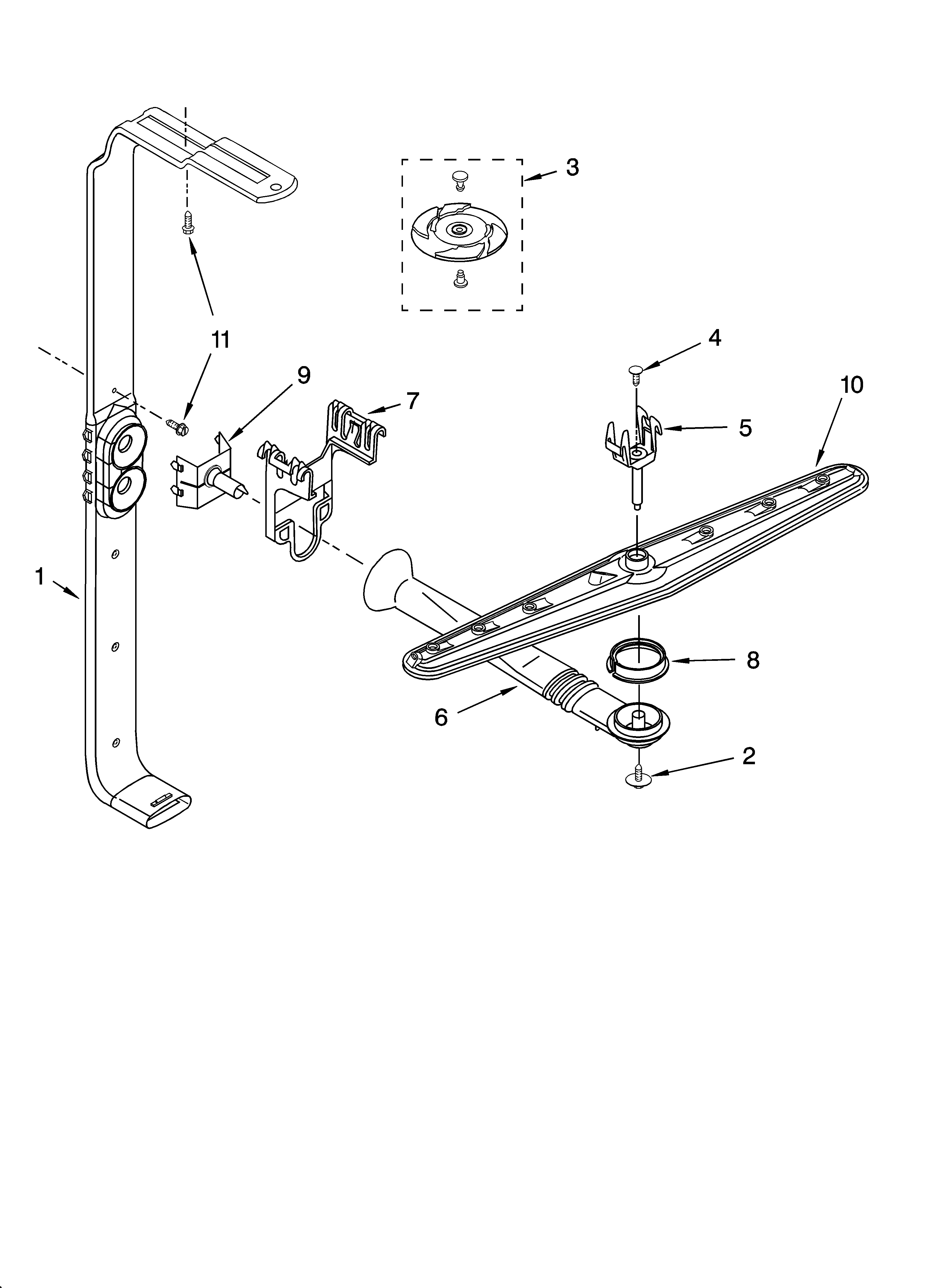 Upper wash and rinse parts