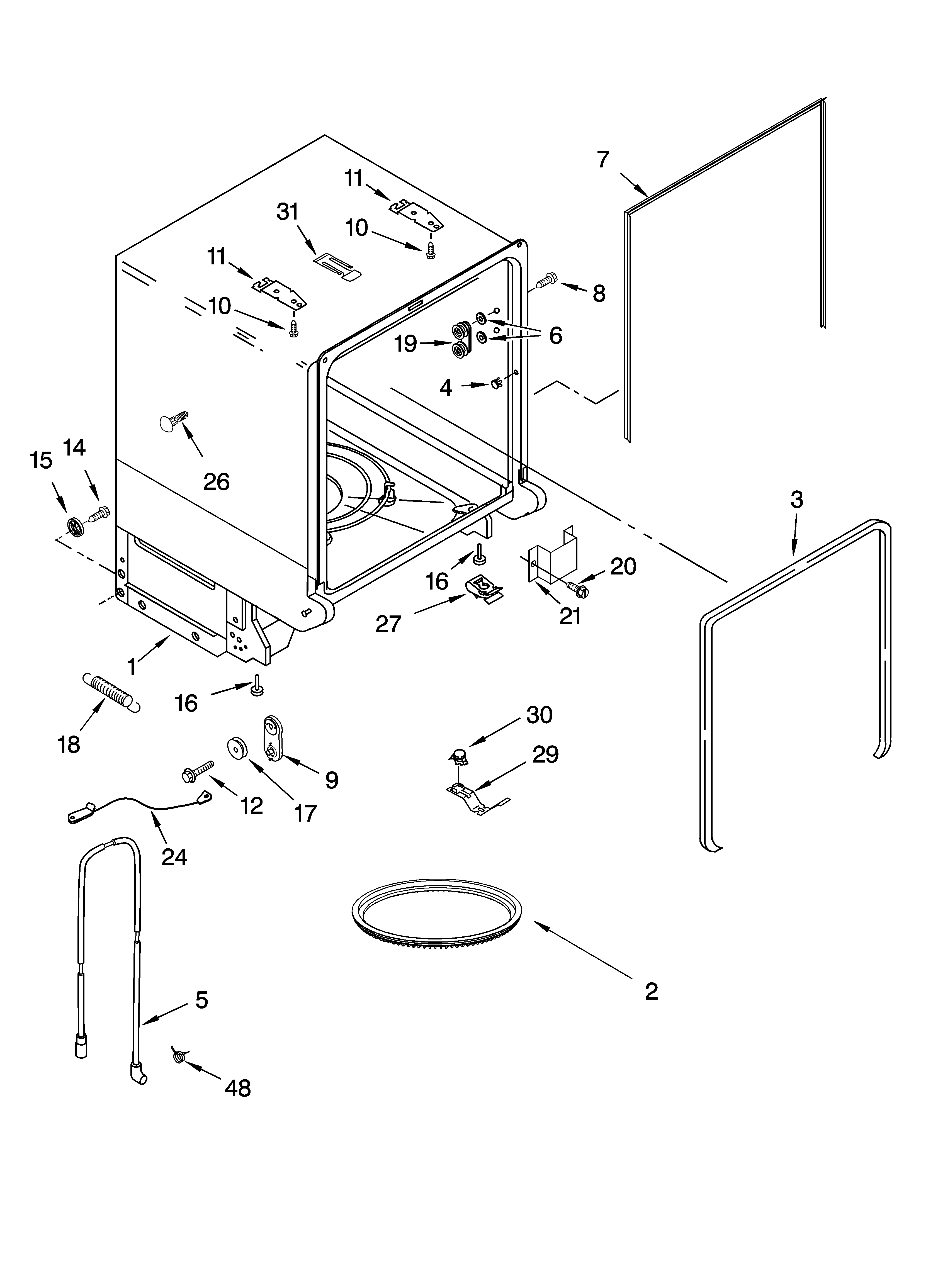 Tub and frame parts