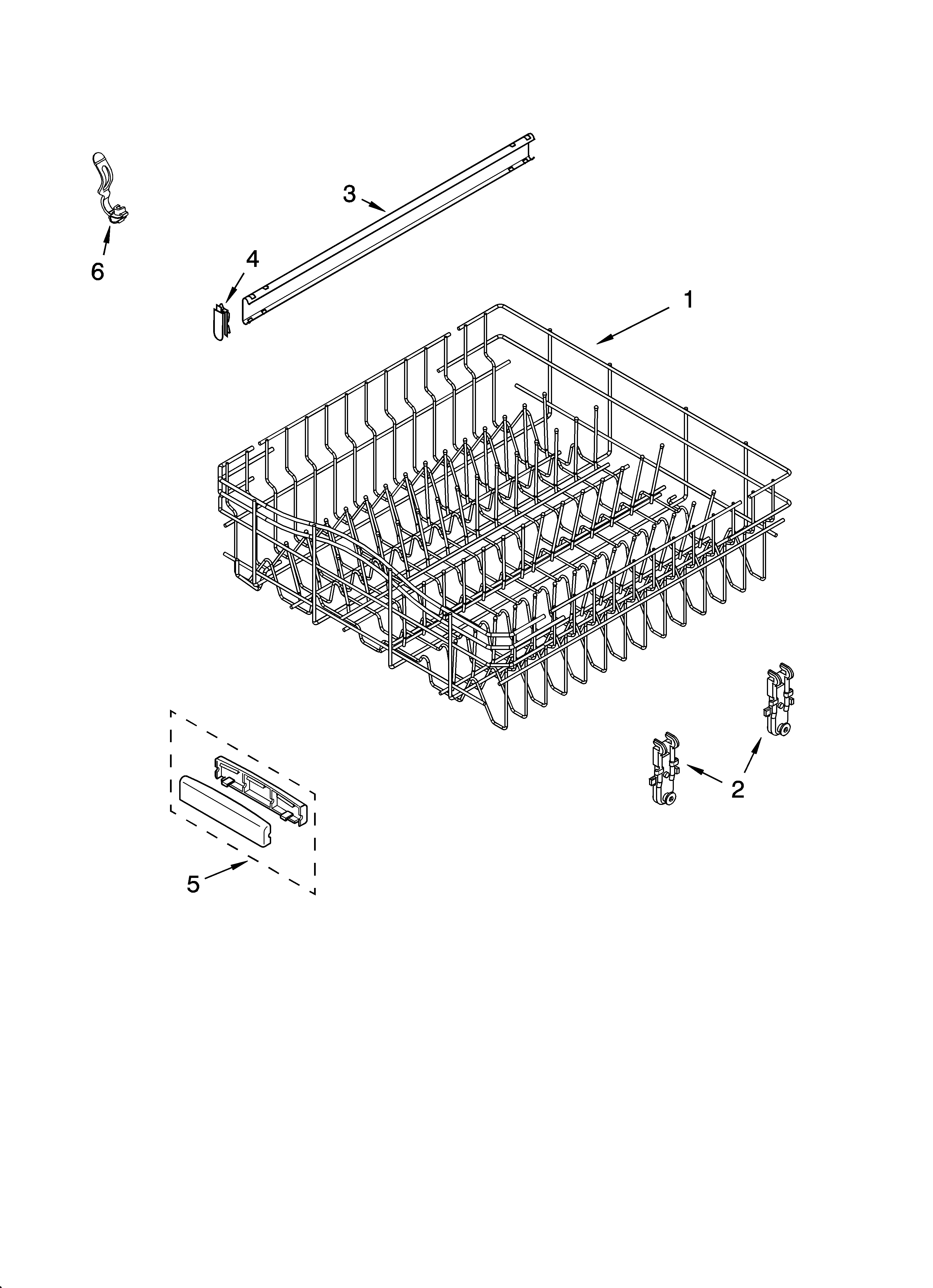 Upper rack and track parts