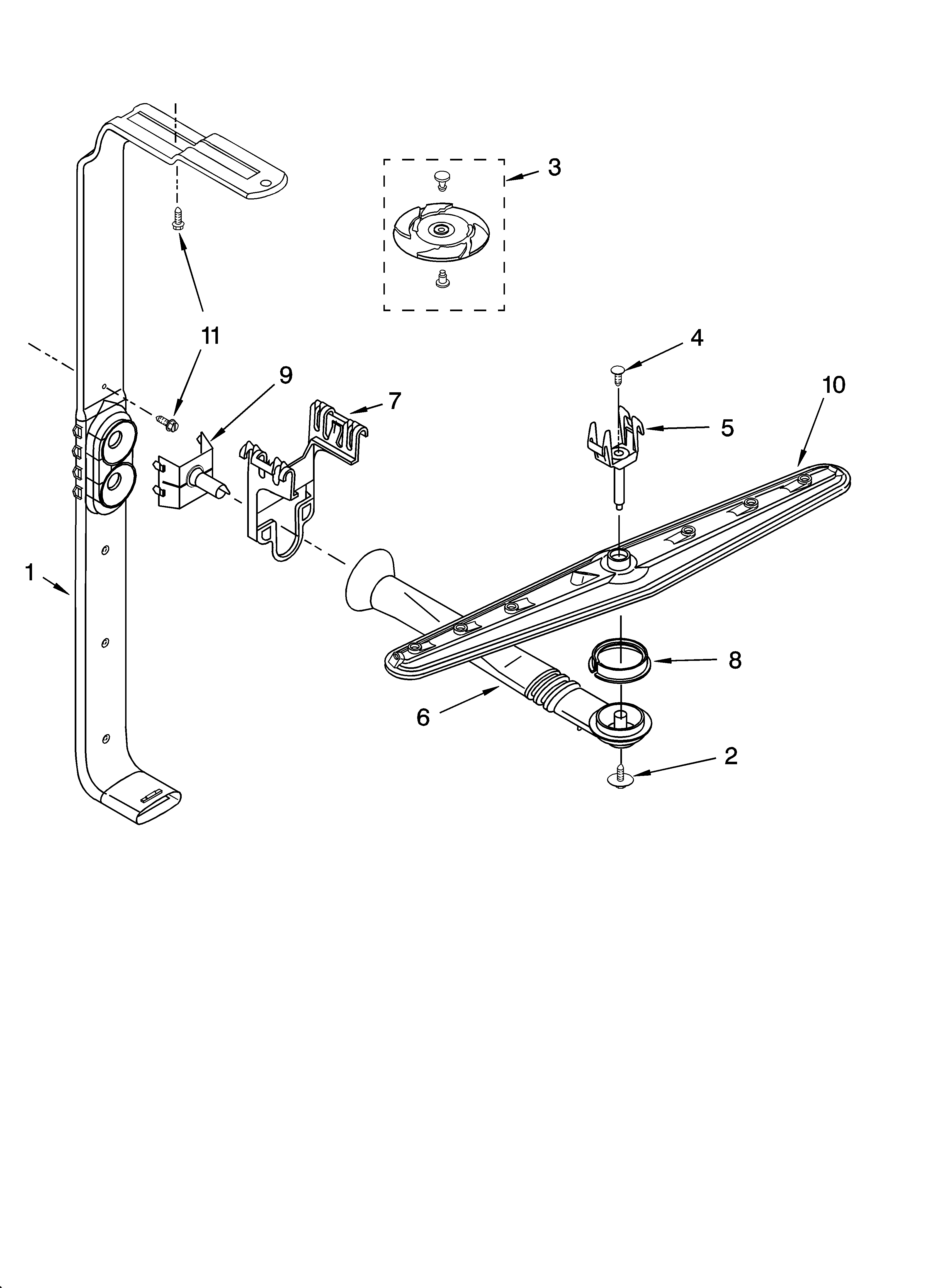 Upper wash and rinse parts