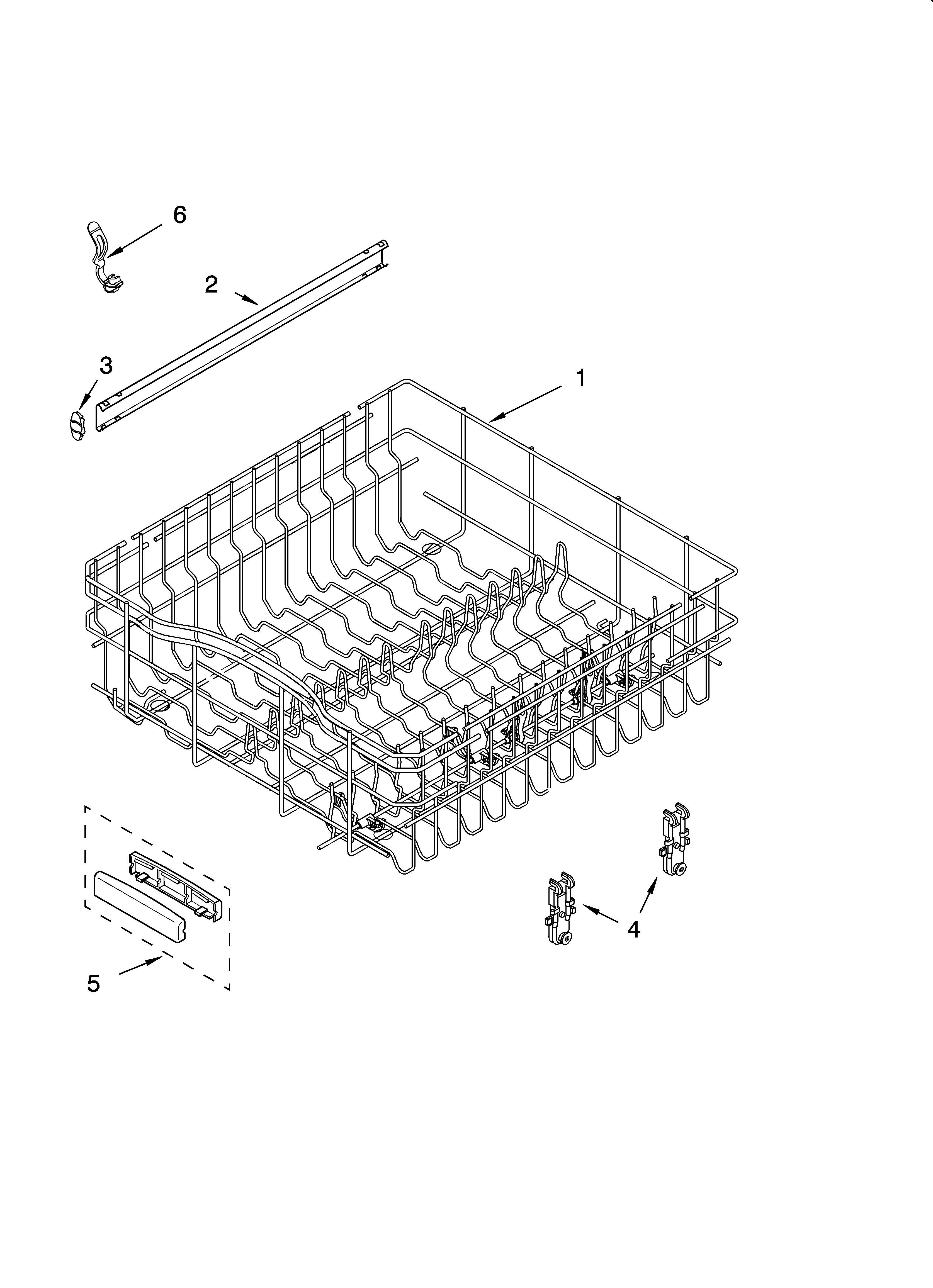 Upper rack and track parts