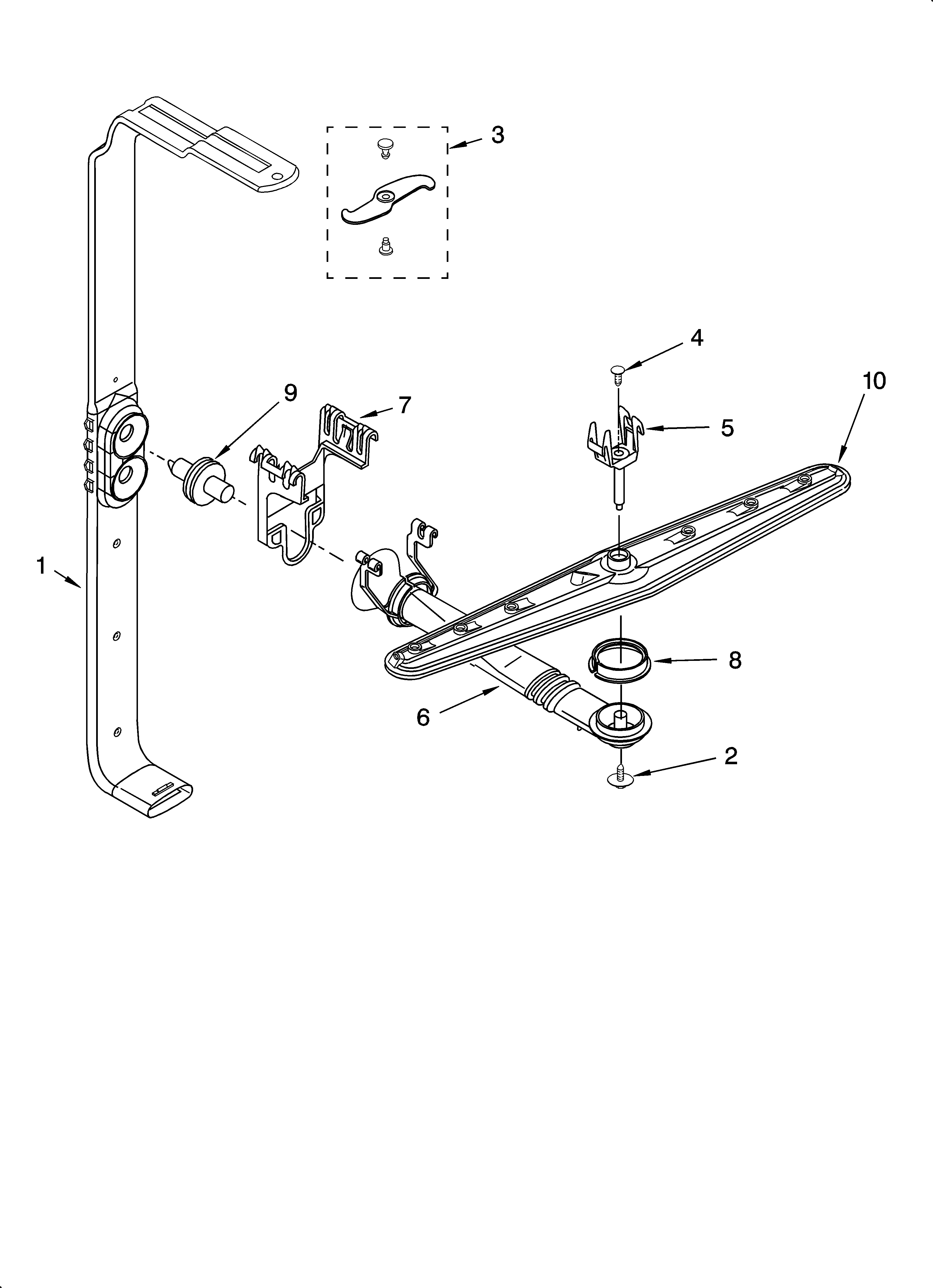 Upper wash and rinse parts