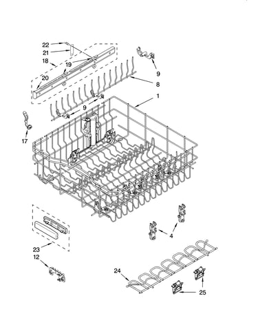 Upper rack and track parts
