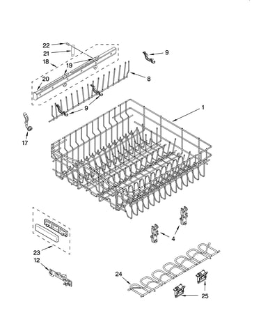 Upper rack and track parts