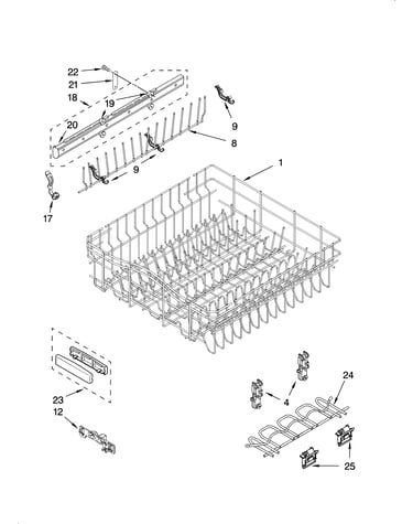 Upper rack and track parts