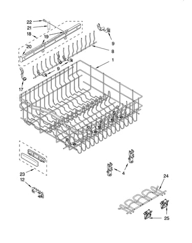 Upper rack and track parts