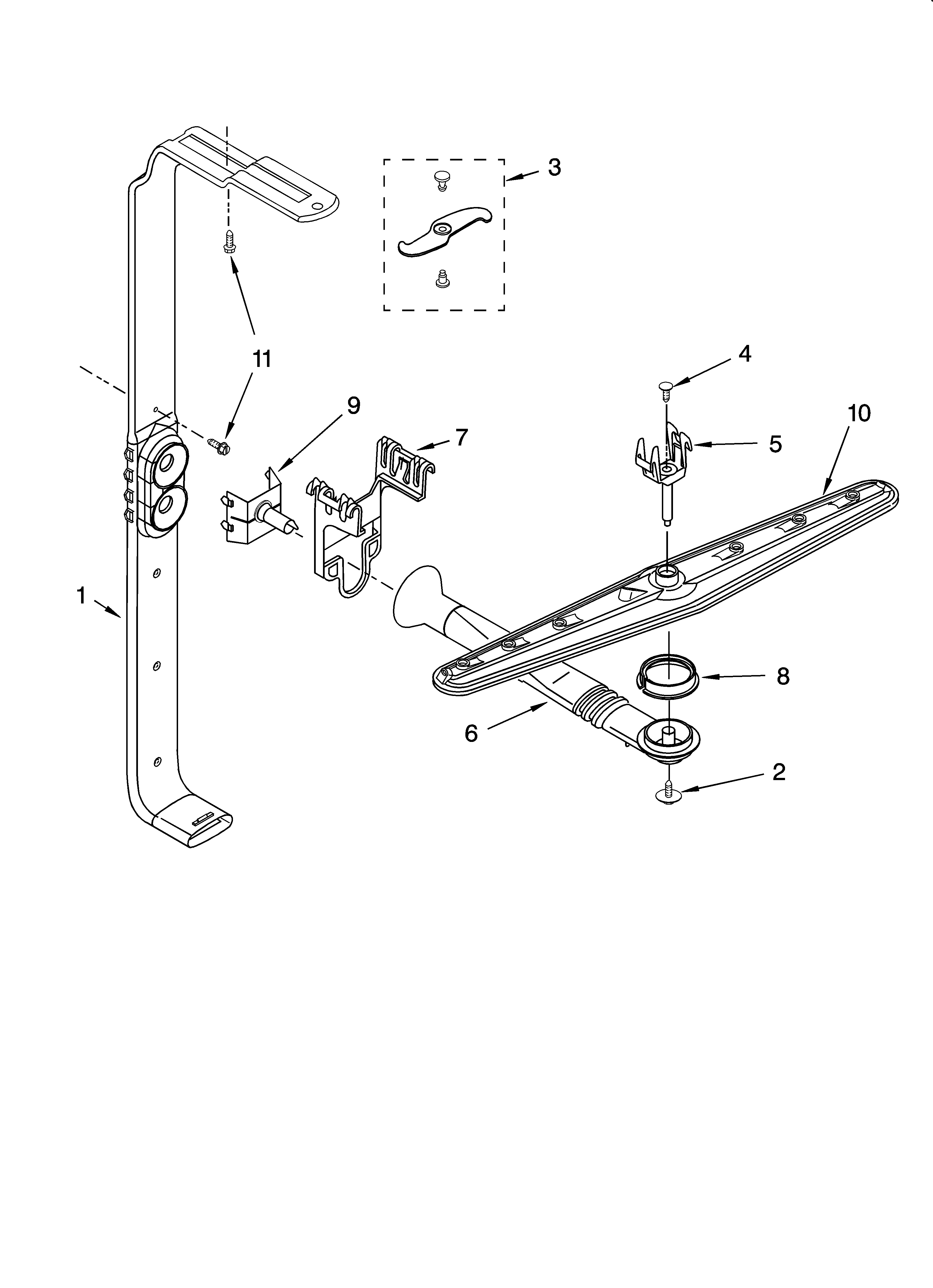 Upper wash and rinse parts