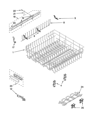 Upper rack and track parts