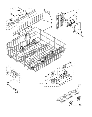 Upper rack and track parts