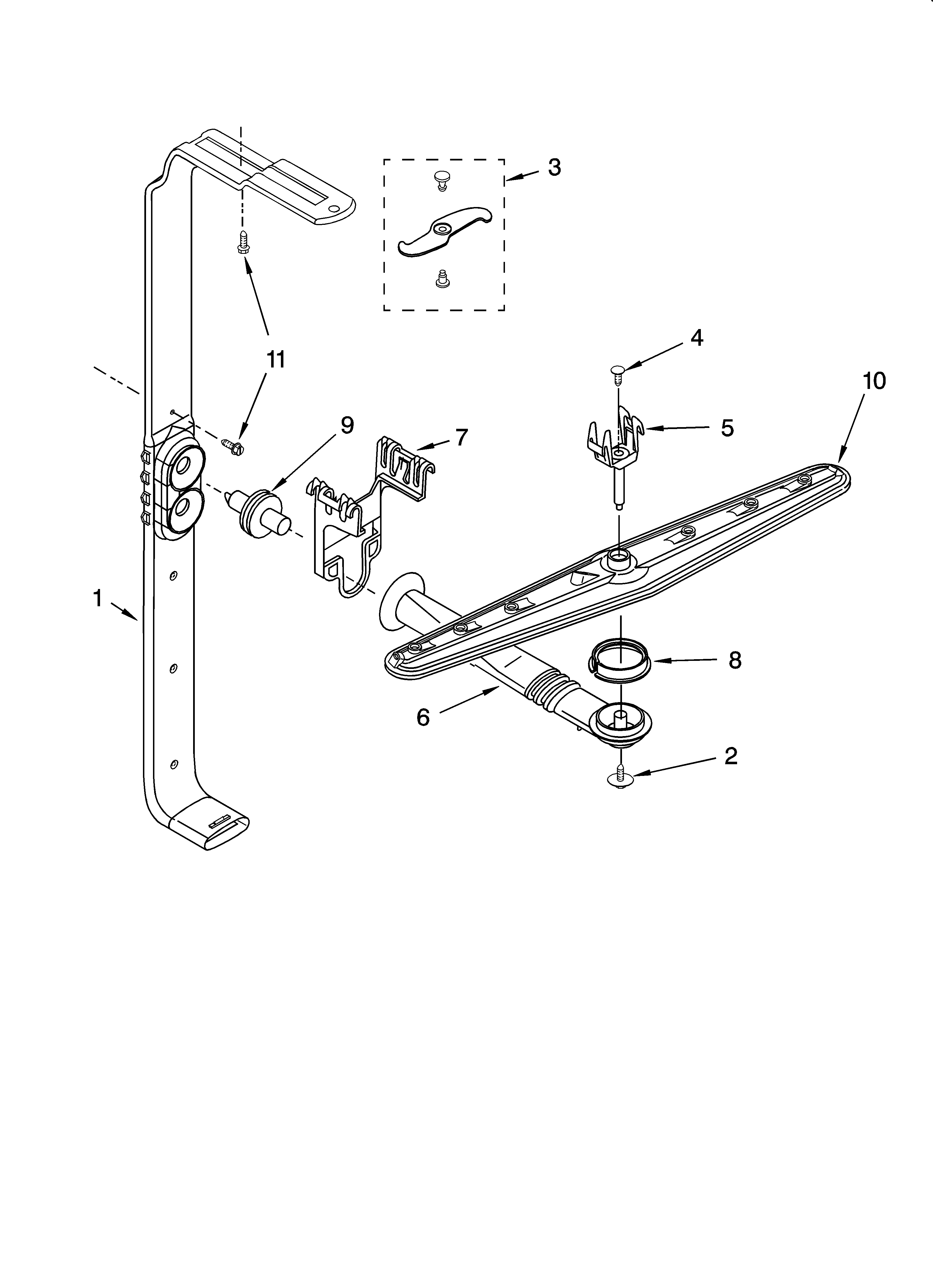 Upper wash and rinse parts