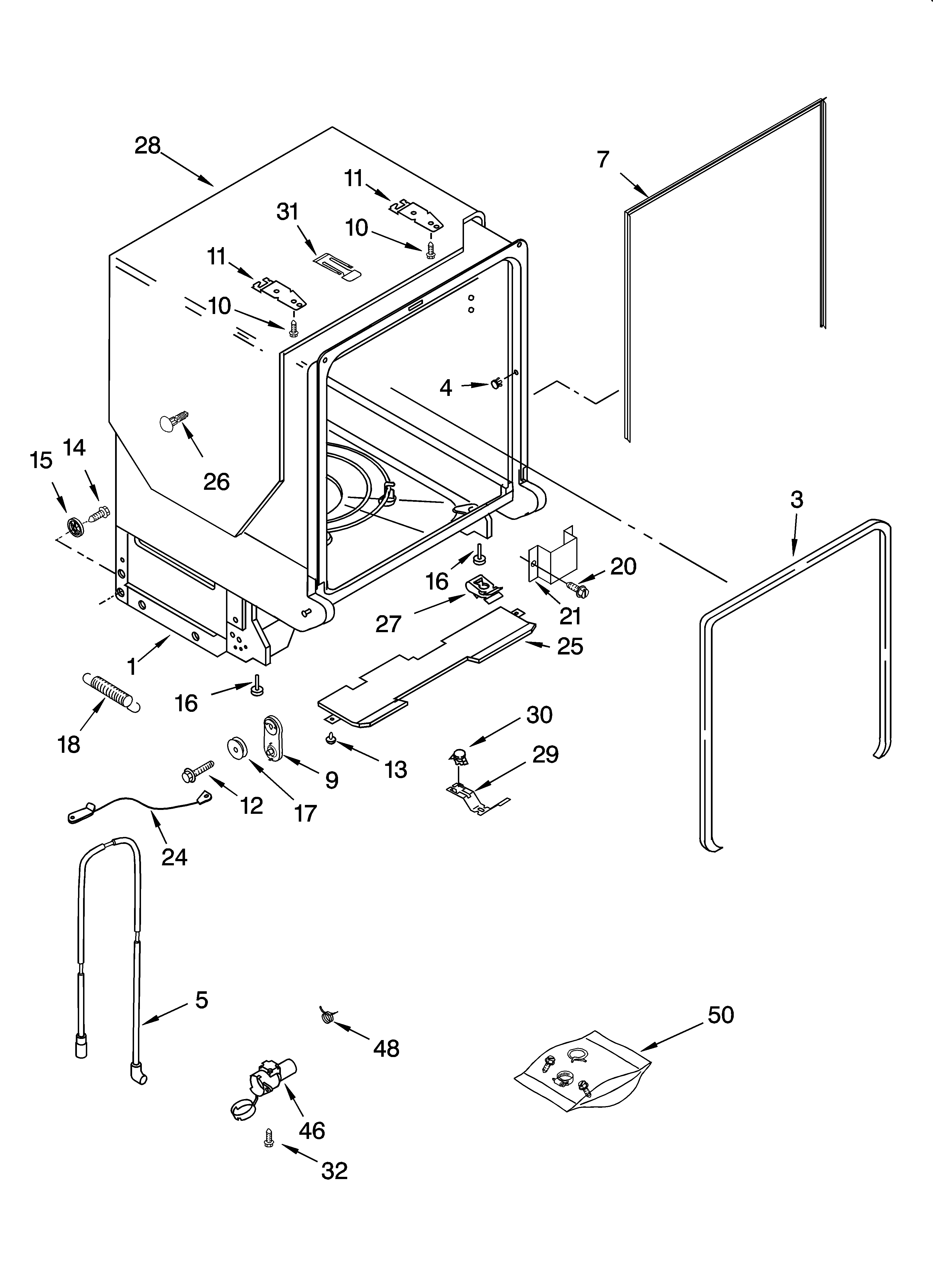 TUB AND FRAME PARTS