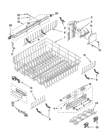 Upper rack and track parts