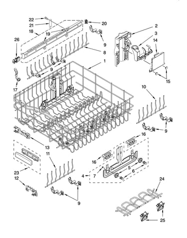 Upper rack and track parts