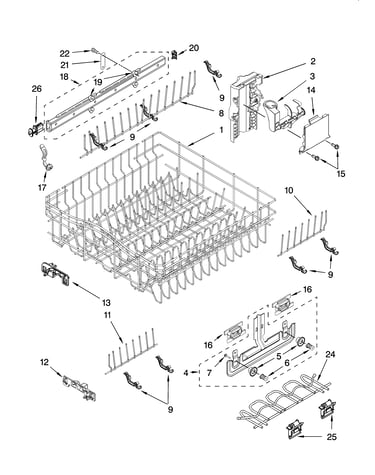 Upper rack and track parts