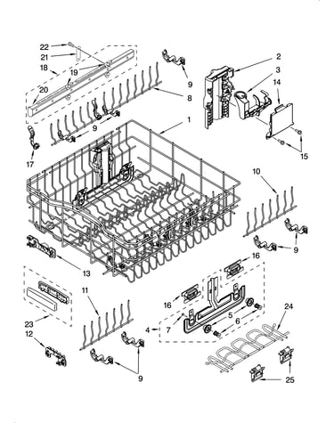Upper rack and track parts