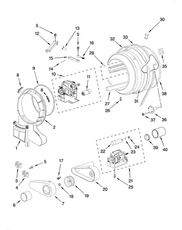 Drum and motor parts, optional parts (not included)