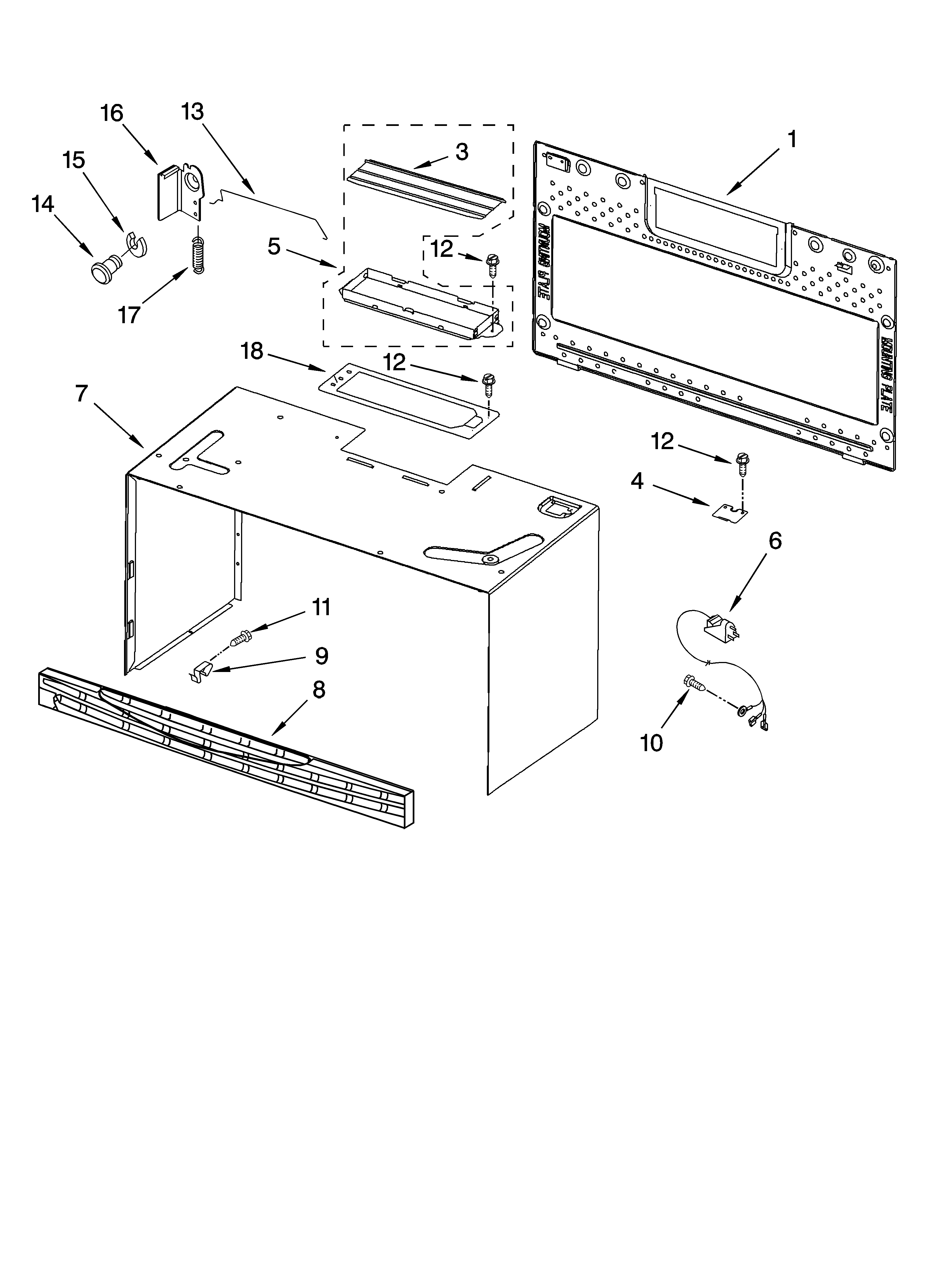 Cabinet and installation parts