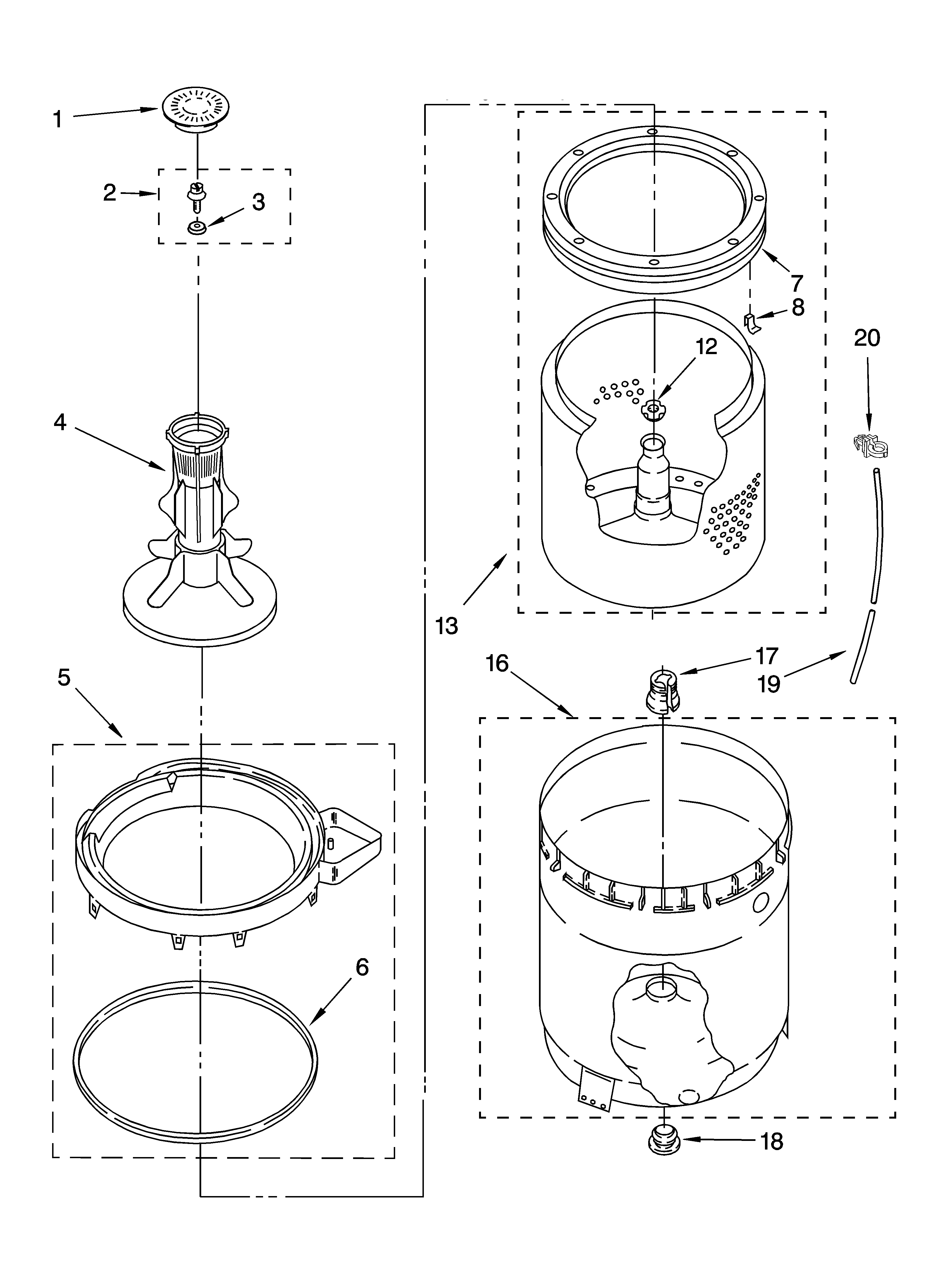 AGITATOR, BASKET AND TUB PARTS