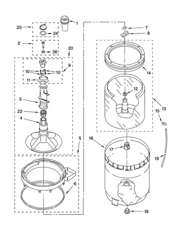 Agitator, basket and tub parts