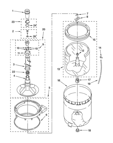 Agitator, basket and tub parts