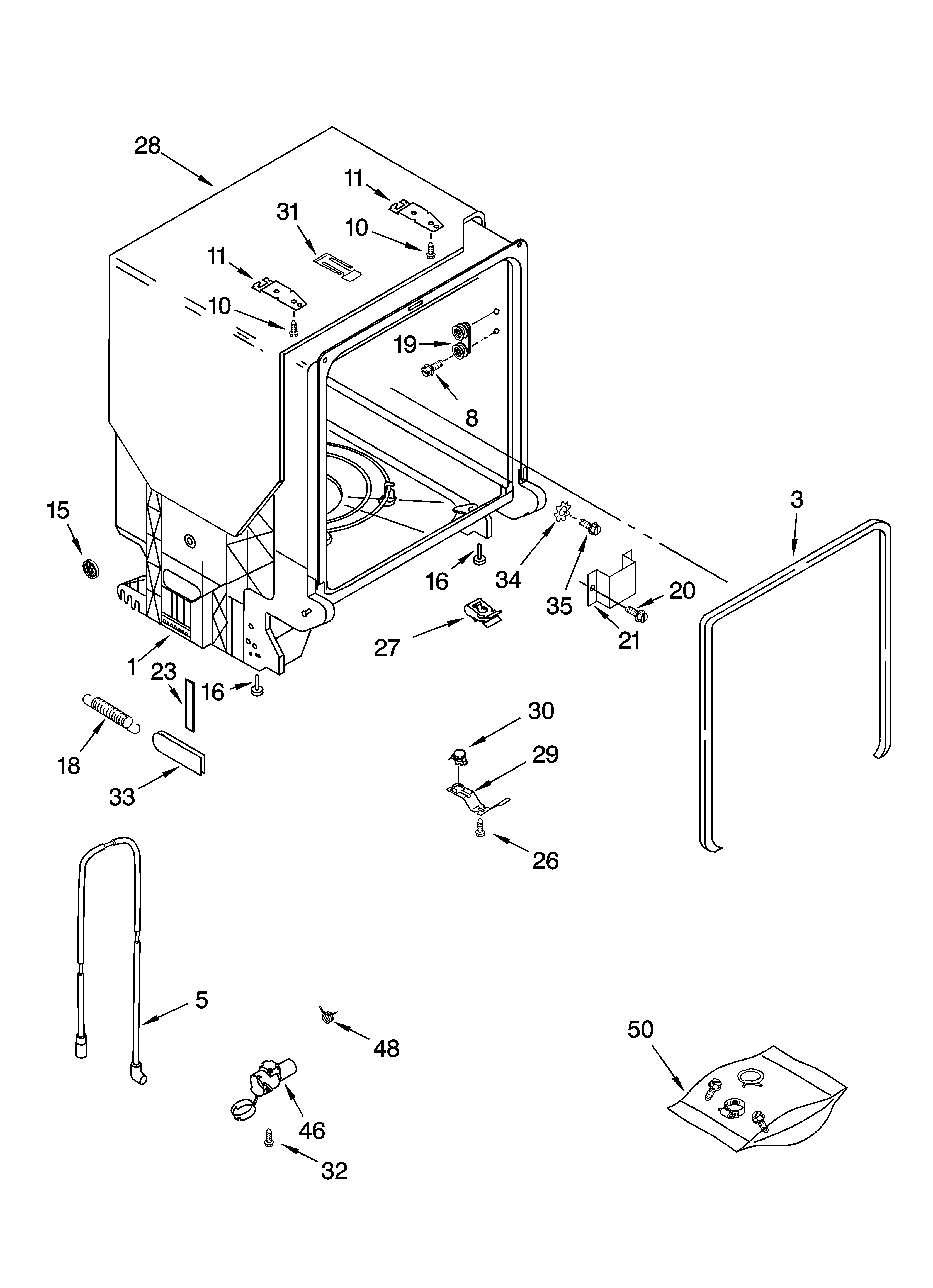 Tub and frame parts