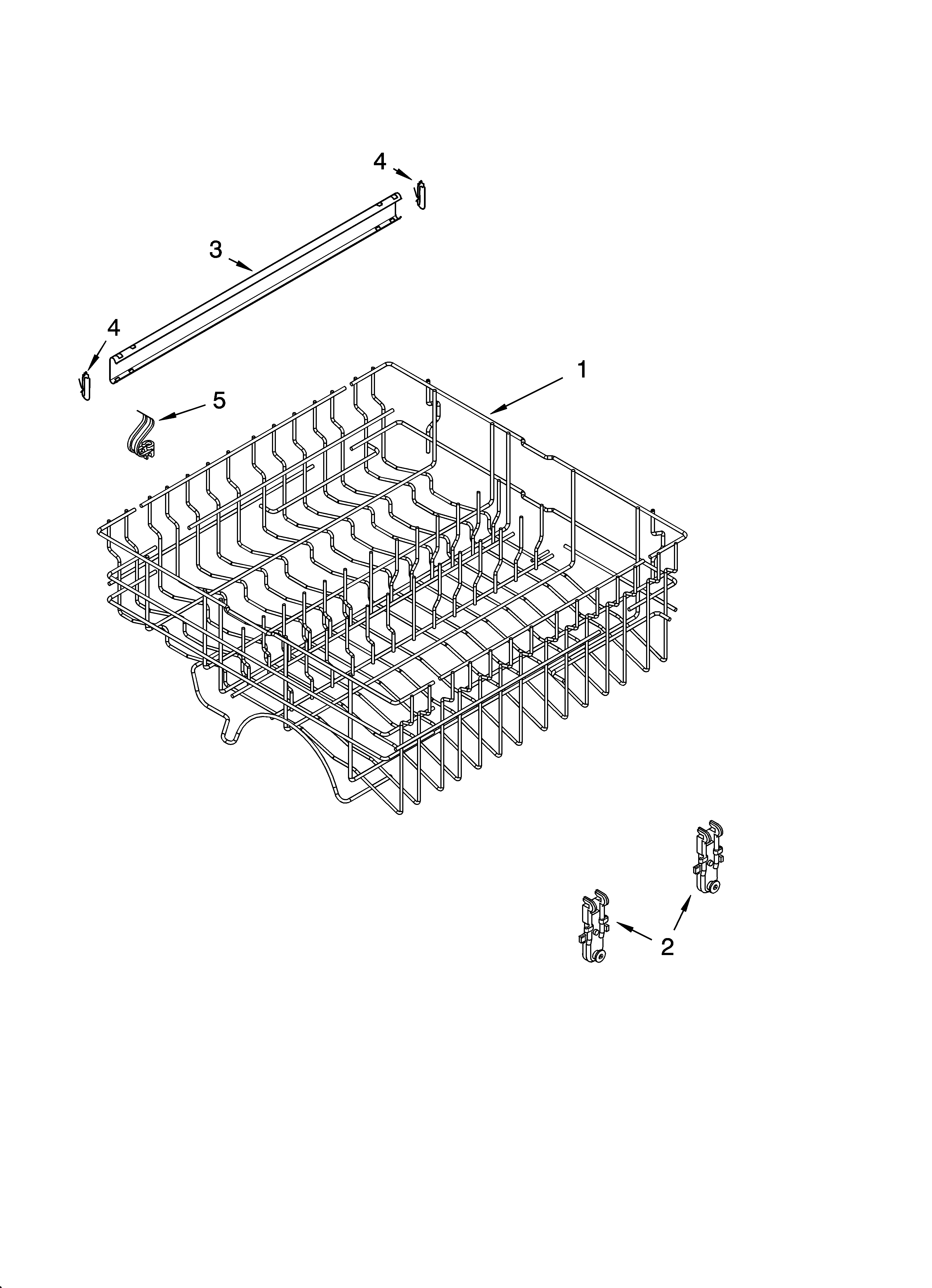 Upper rack and track parts