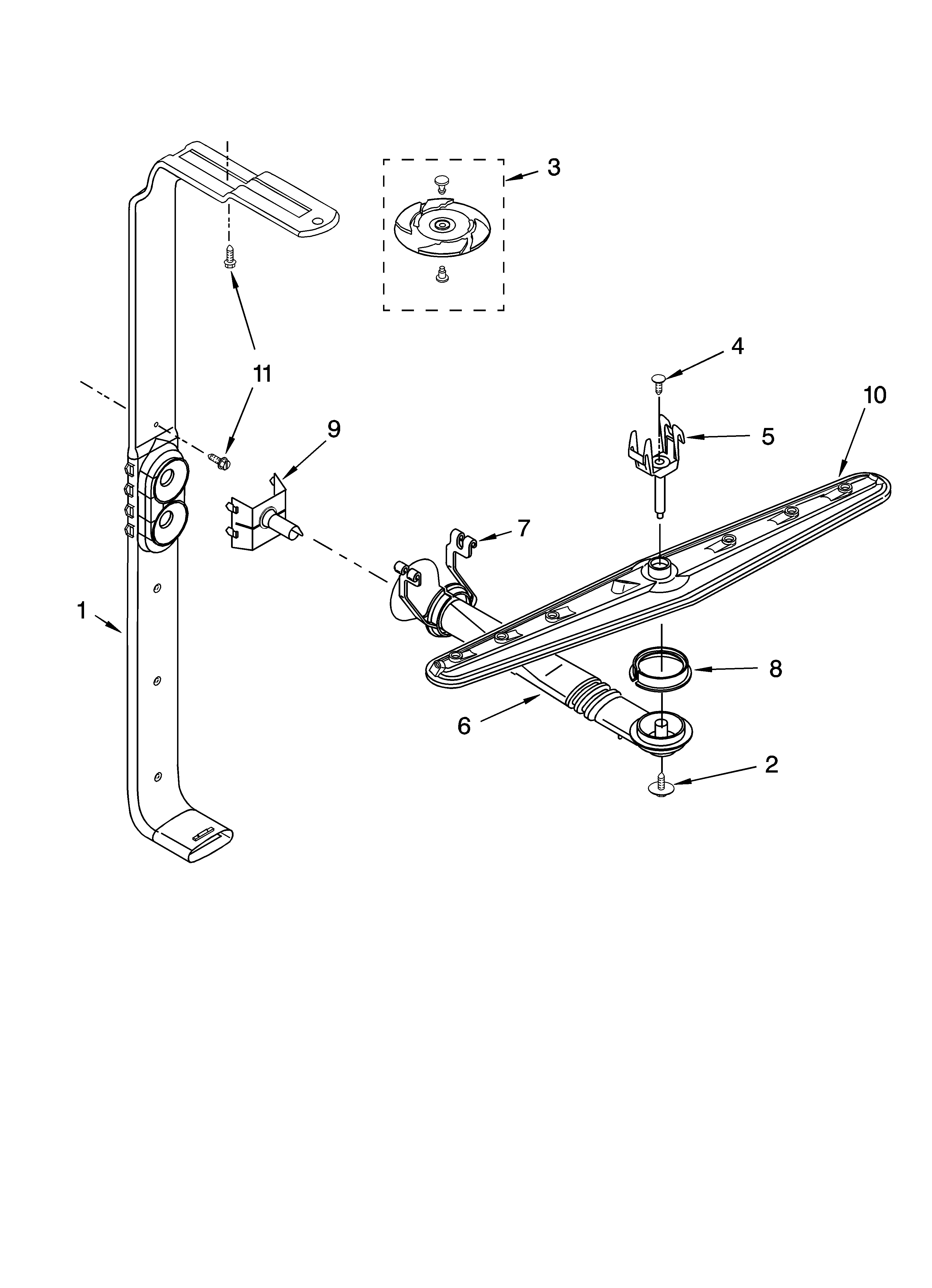Upper wash and rinse parts