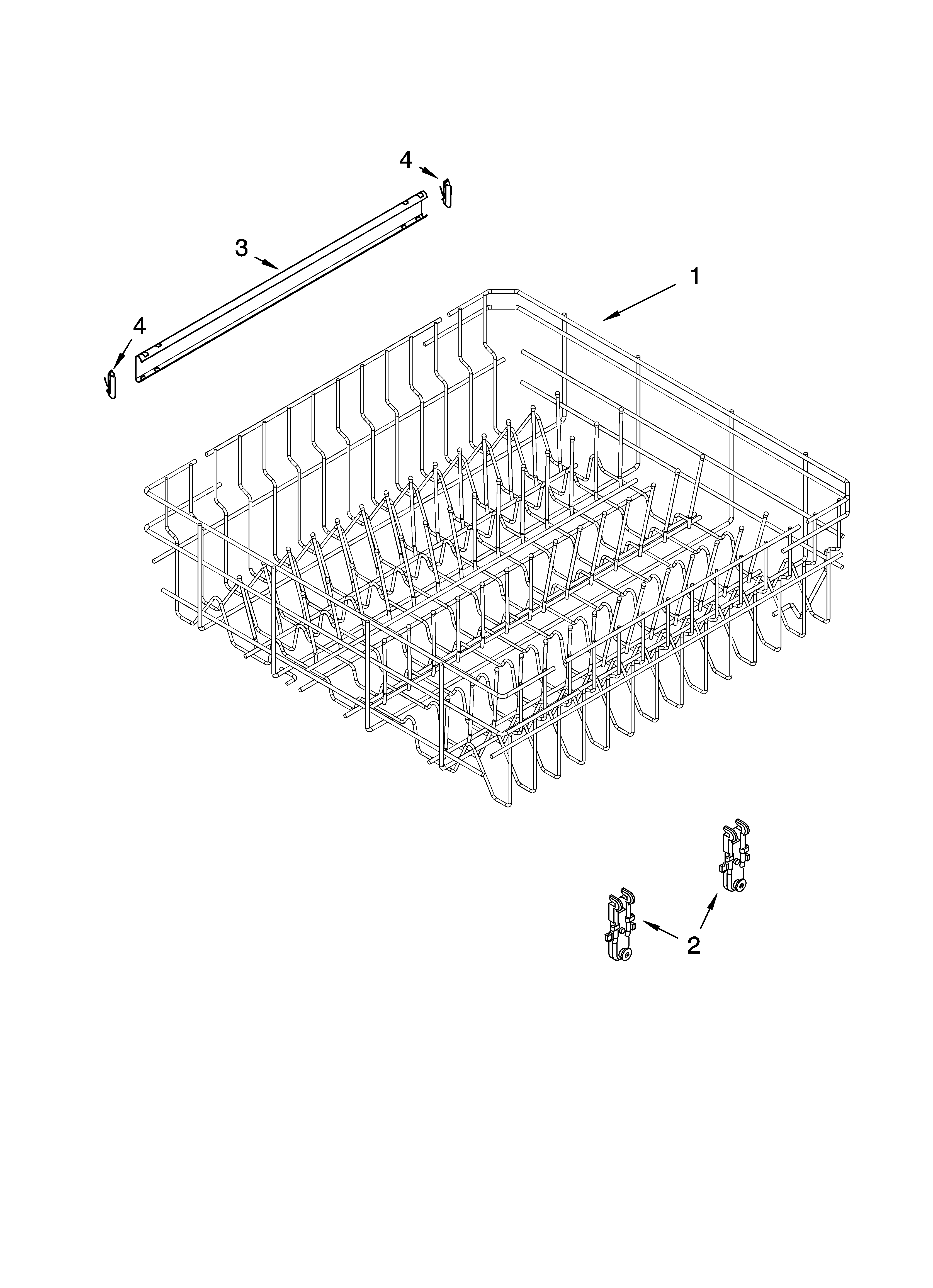Upper rack and track parts